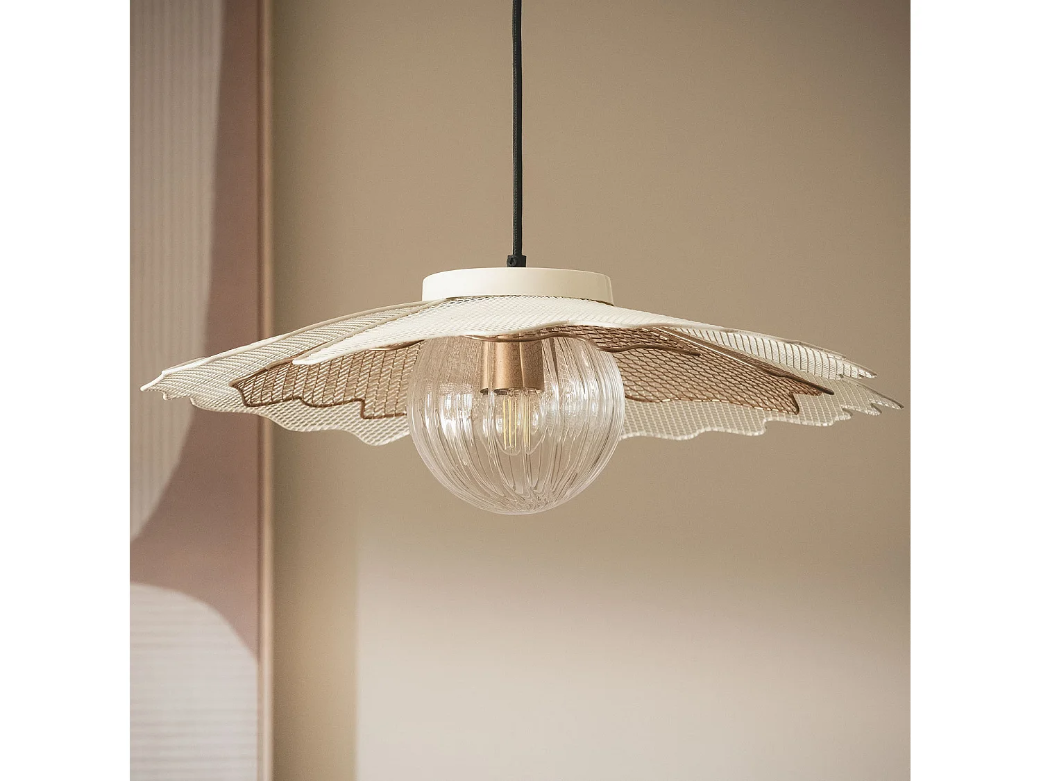 Lámpara Colgante Metal Cristal Pianella ILUZZIA Blanco