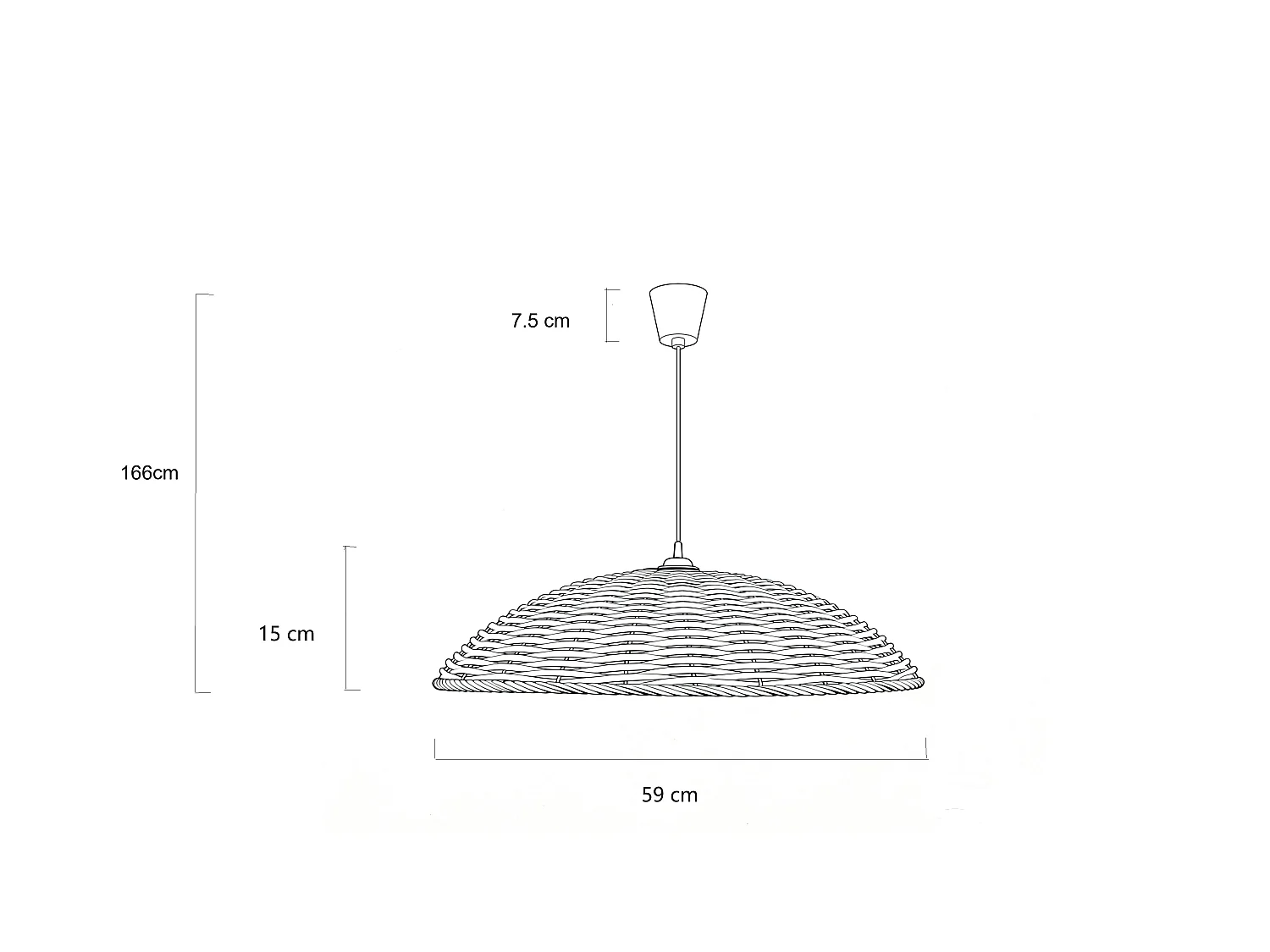 Lámpara Colgante Exterior Efecto Ratán Léa Drom Natural 590 mm