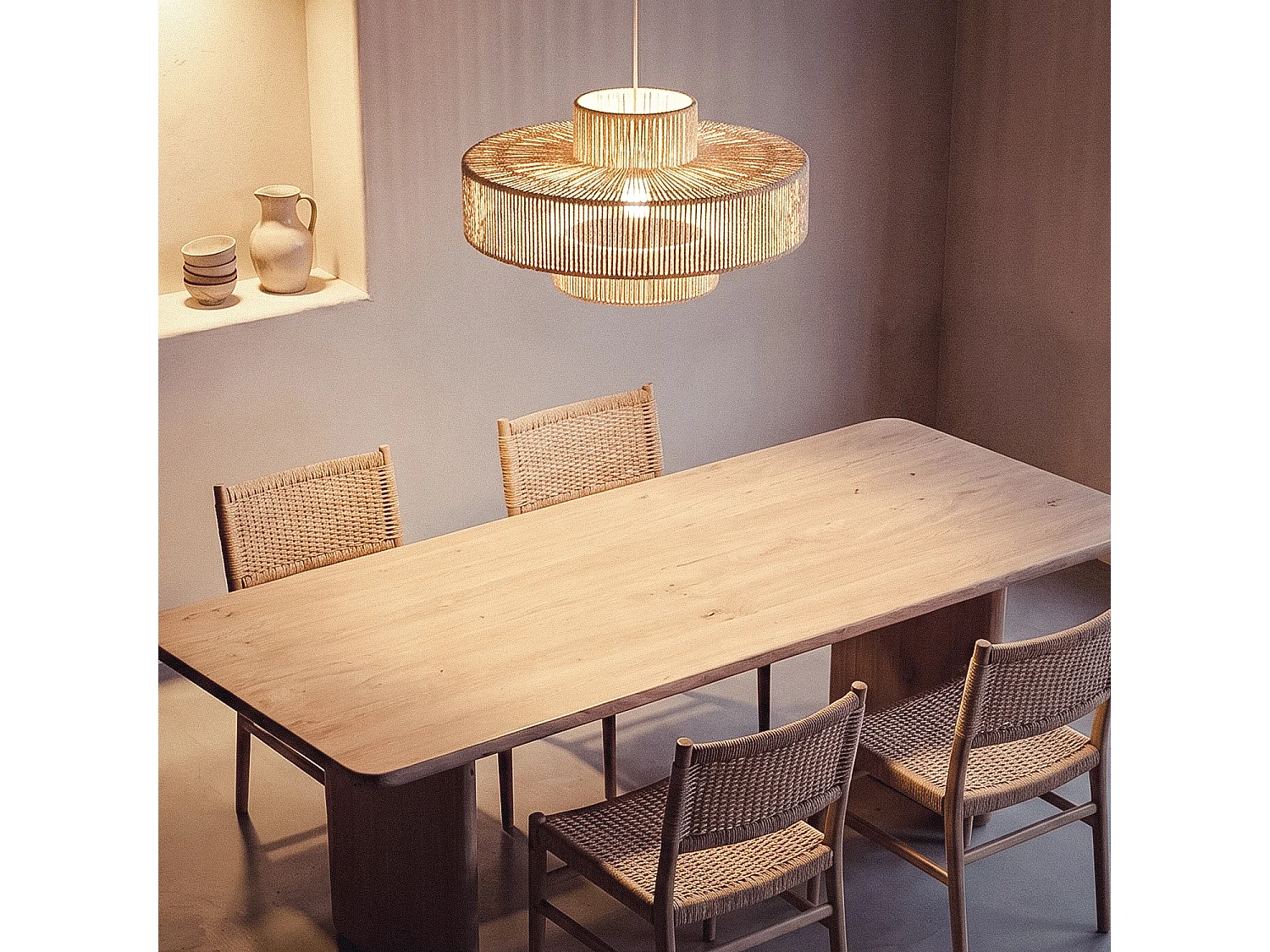 Lampada a Sospensione con Corda di Cotone Alma M Beige