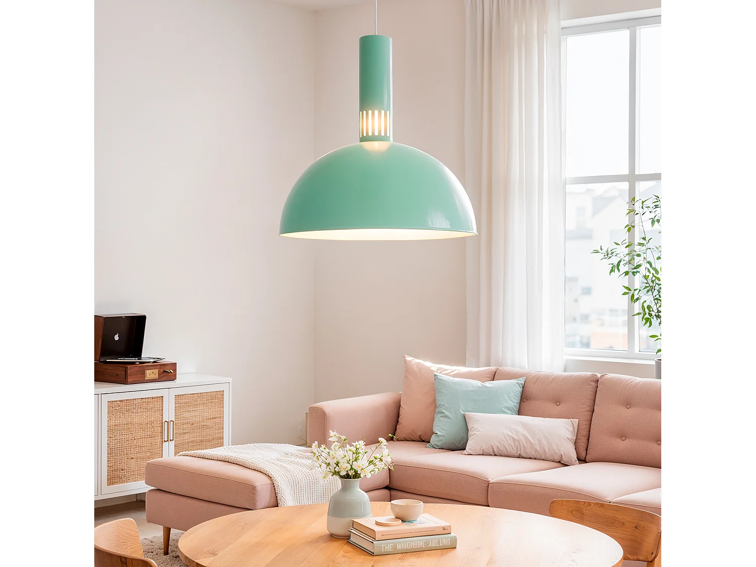 Lámpara Colgante LED 9W Metal CCT Seleccionable Sintra Verde Celadón