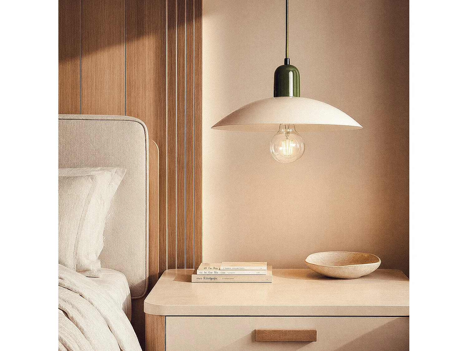 Lámpara Colgante Metal Noa Domo Beige ø35 cm