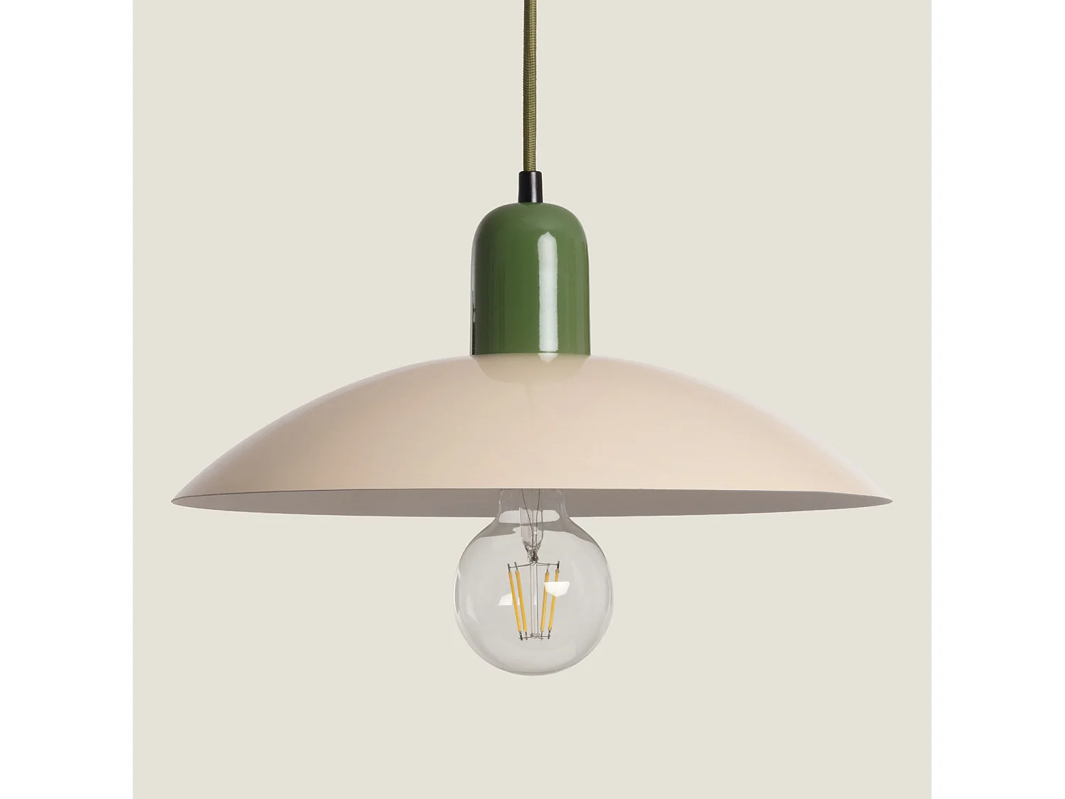 Lámpara Colgante Metal Noa Domo Beige ø35 cm