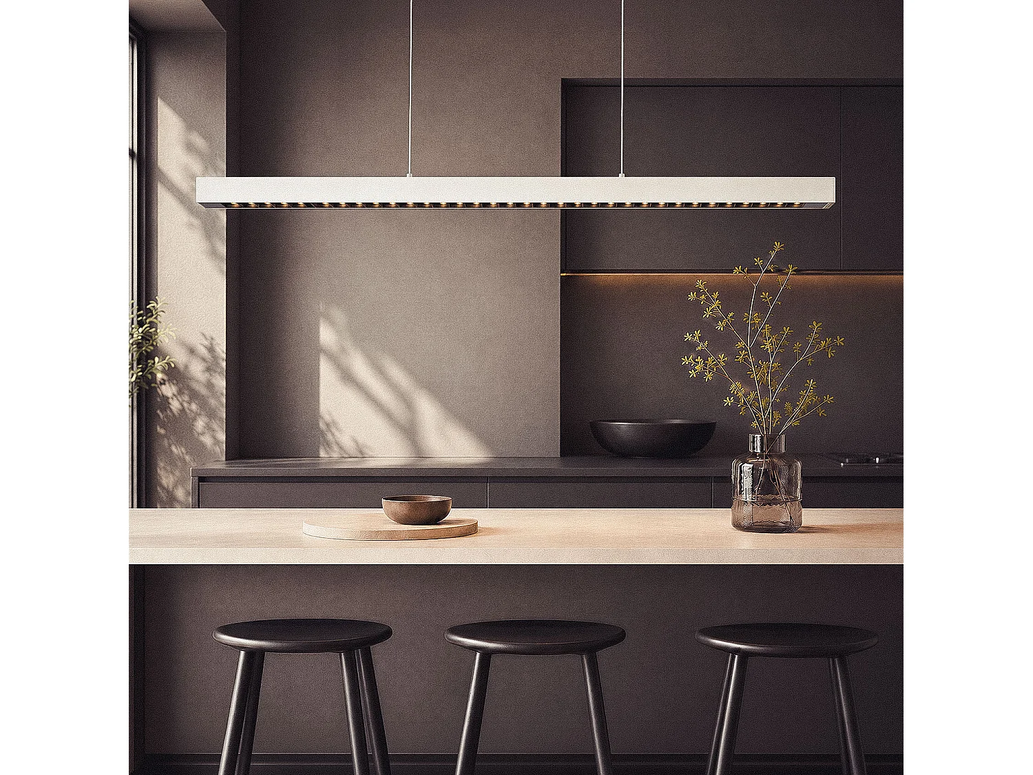 Lámpara Colgante Lineal LED 42W Aluminio Blanco Seleccionable Iluminación Doble Cara Funky Sly Blanco Seleccionable (Cálido-Neutro) 2700K - 3500K - 4000K