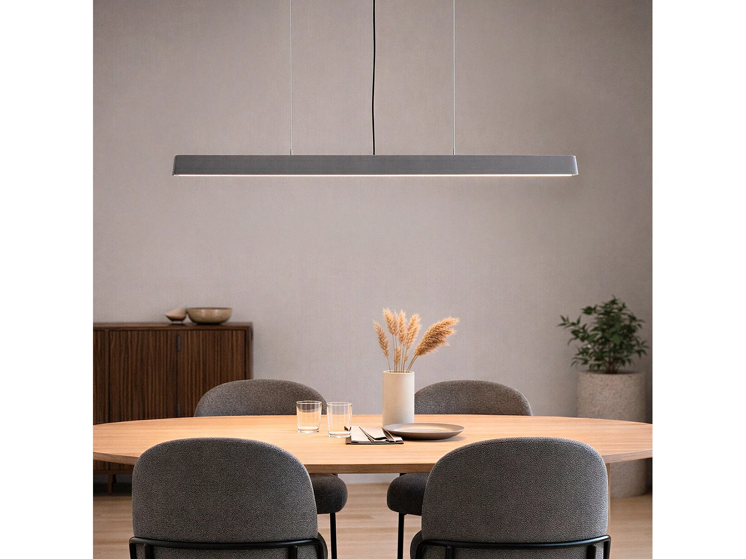 Lámpara Colgante Lineal LED 24W Yeso CCT Seleccionable Kirnber Gris