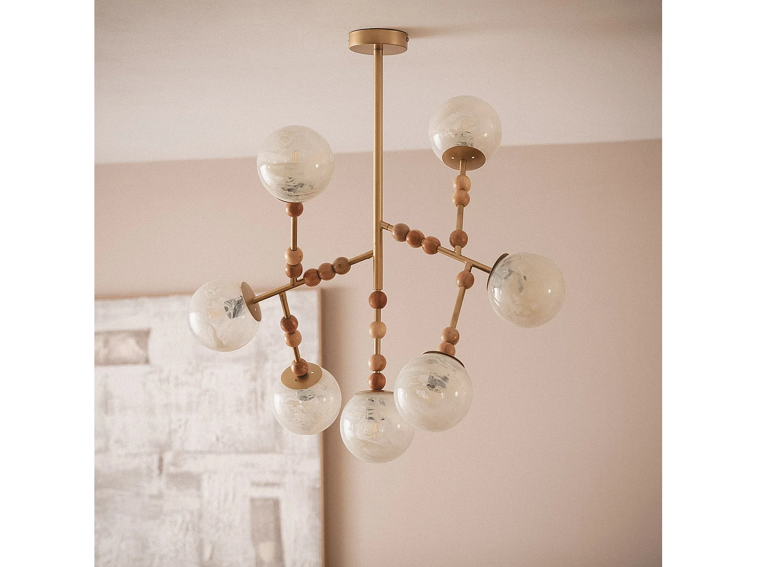Lámpara Colgante Metal Cristal Routi ILUZZIA Dorado