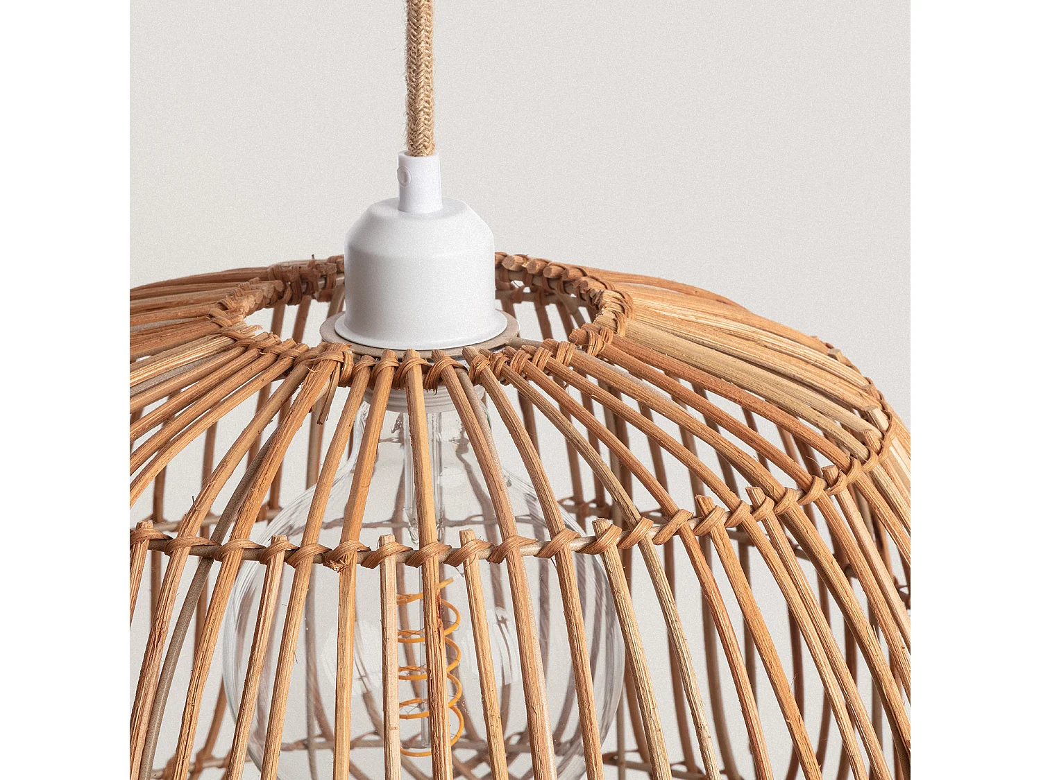 Lámpara Colgante Ratán Anipe ILUZZIA Textil Natural