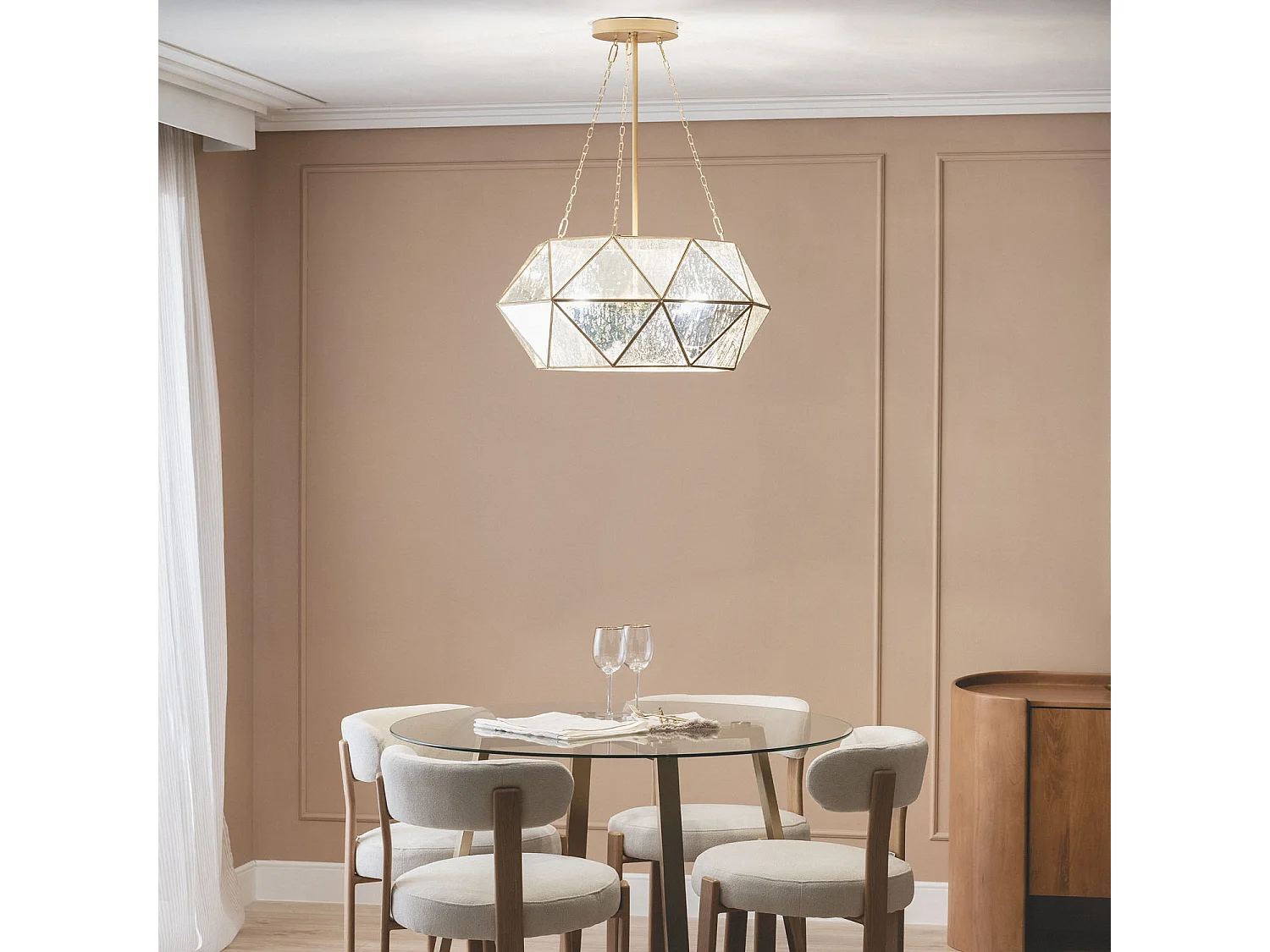 Lámpara Colgante Metal y Cristal Octagon ILUZZIA Dorado