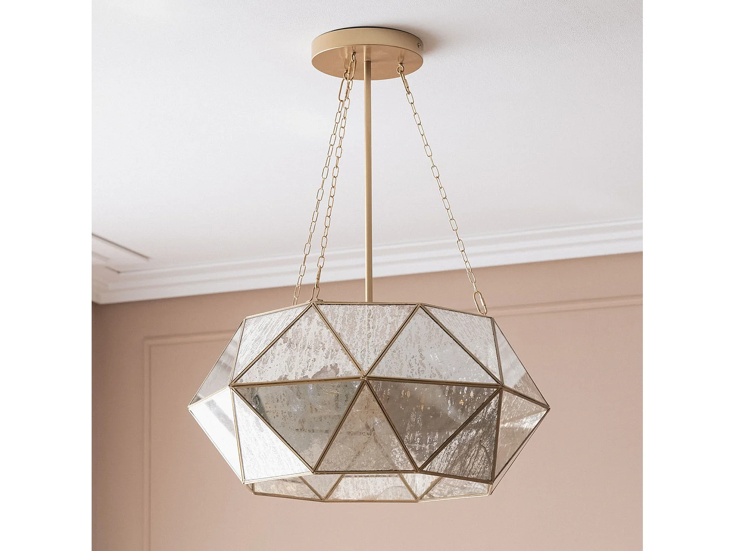 Lámpara Colgante Metal y Cristal Octagon ILUZZIA Dorado