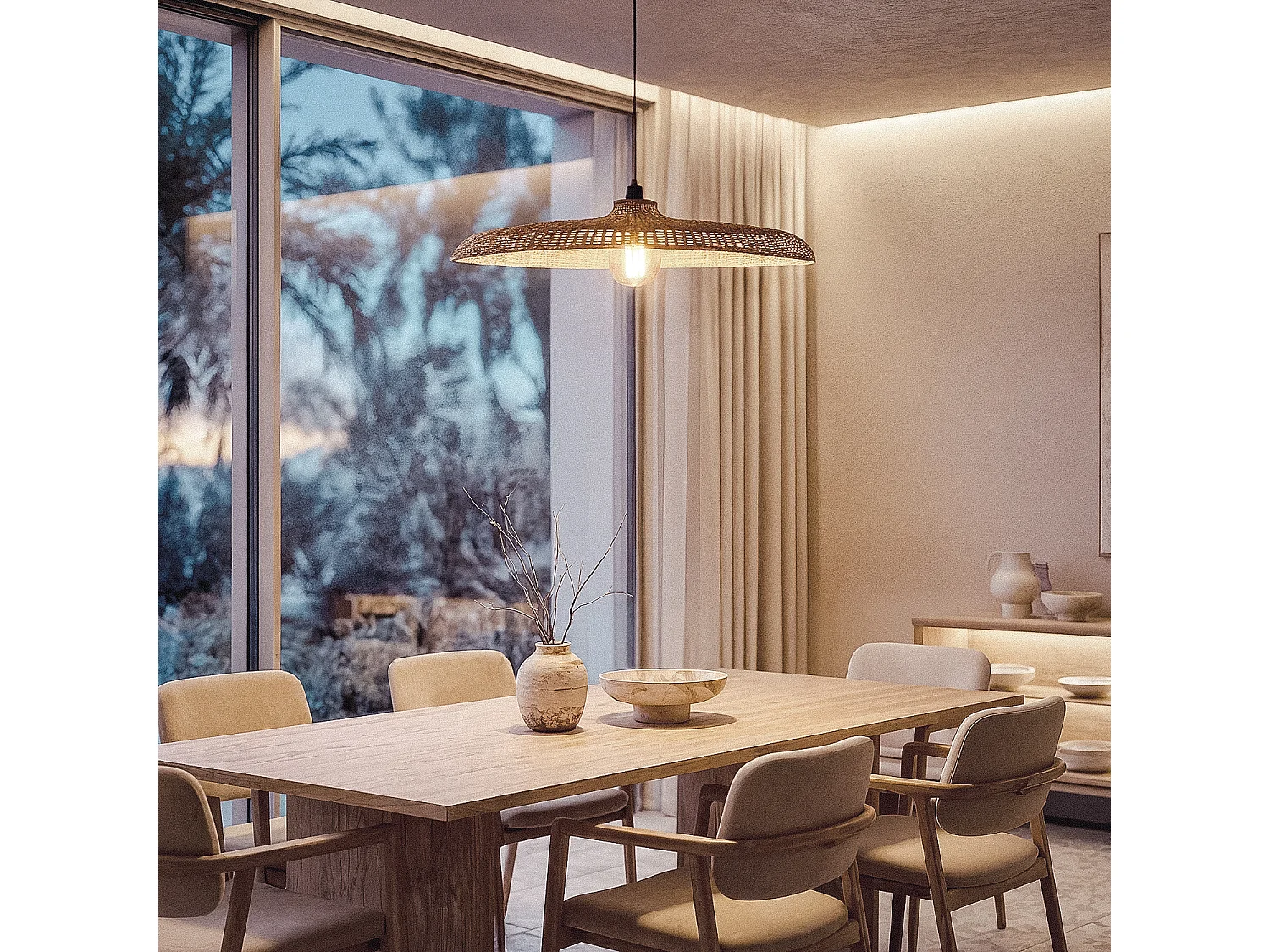 Lampada a Sospensione in Rattan Nara M Marrone