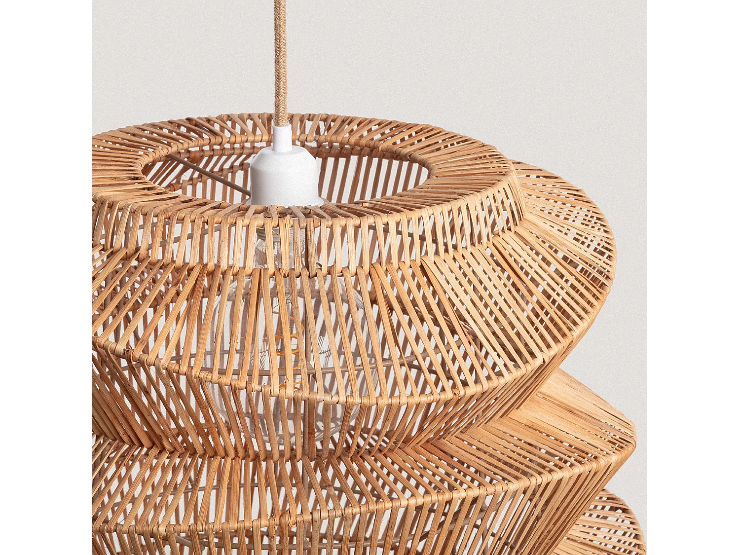Lámpara Colgante Ratán Asha Ø500 mm ILUZZIA Textil Natural