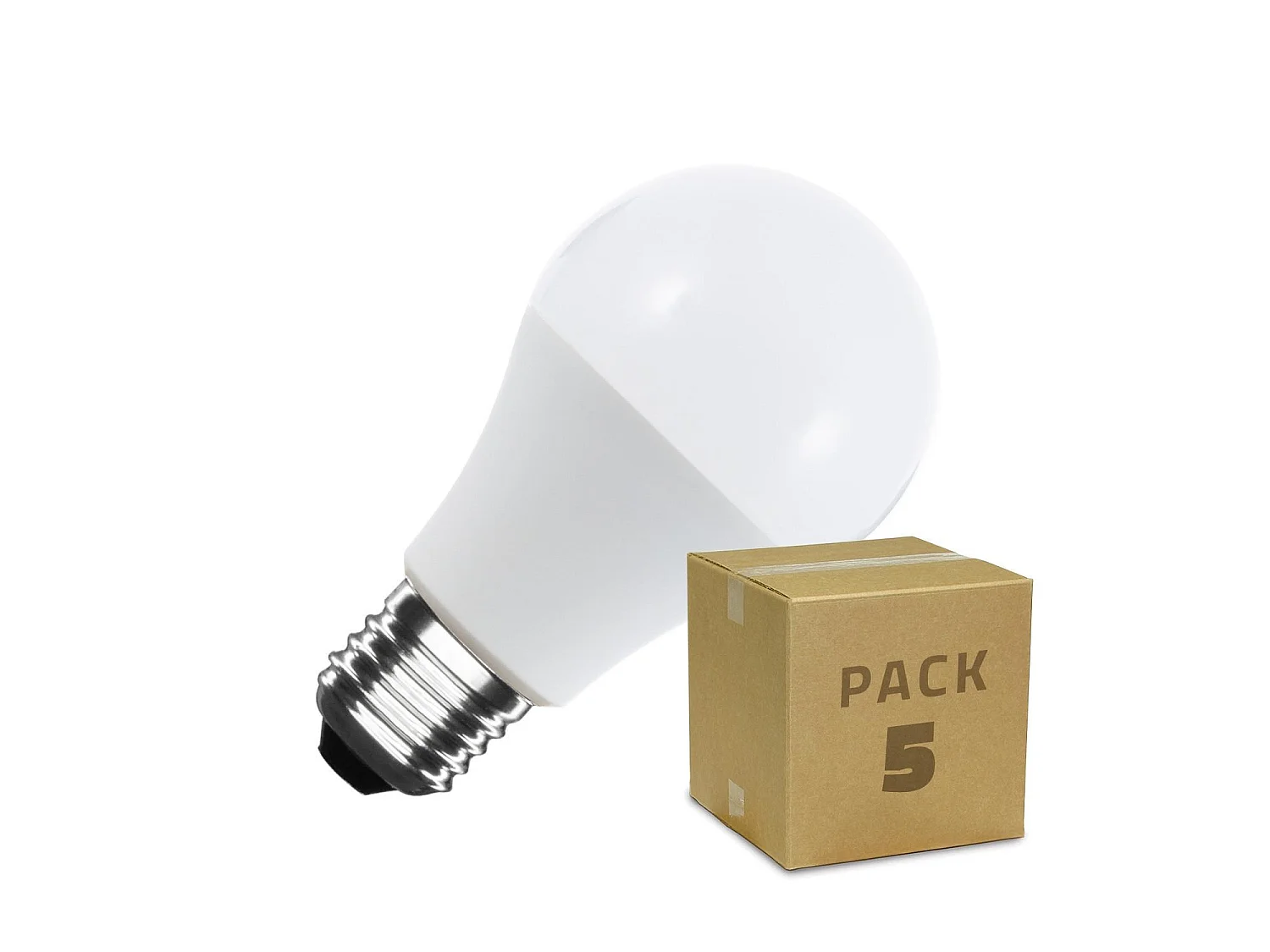Pack 5 Bombillas LED E27 10W 1000 lm A60 No Flicker 3000K Blanco Cálido