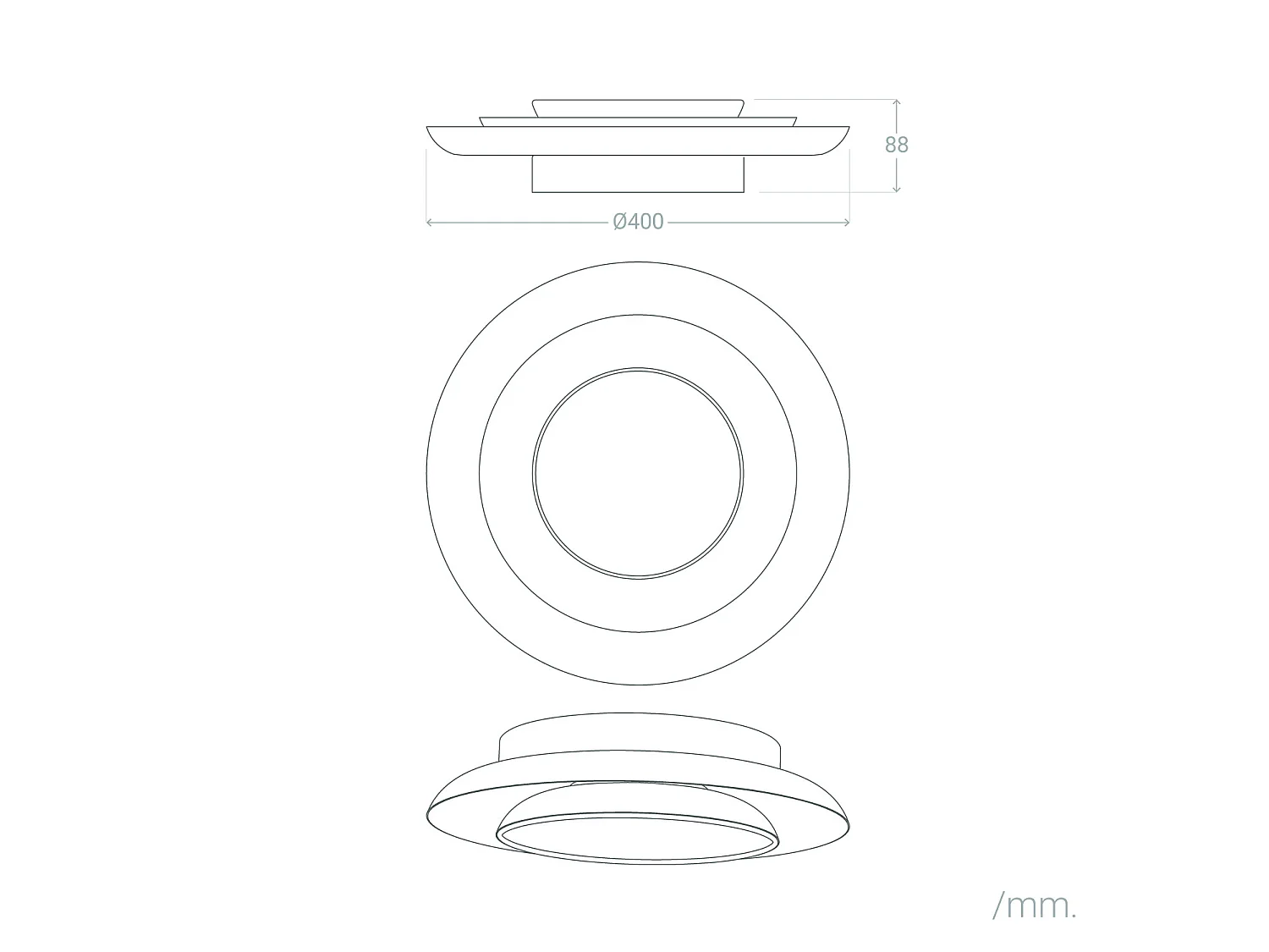 Plafón LED 26W Circular Metal Ø400 mm CCT Seleccionable Handen Telmor Blanco