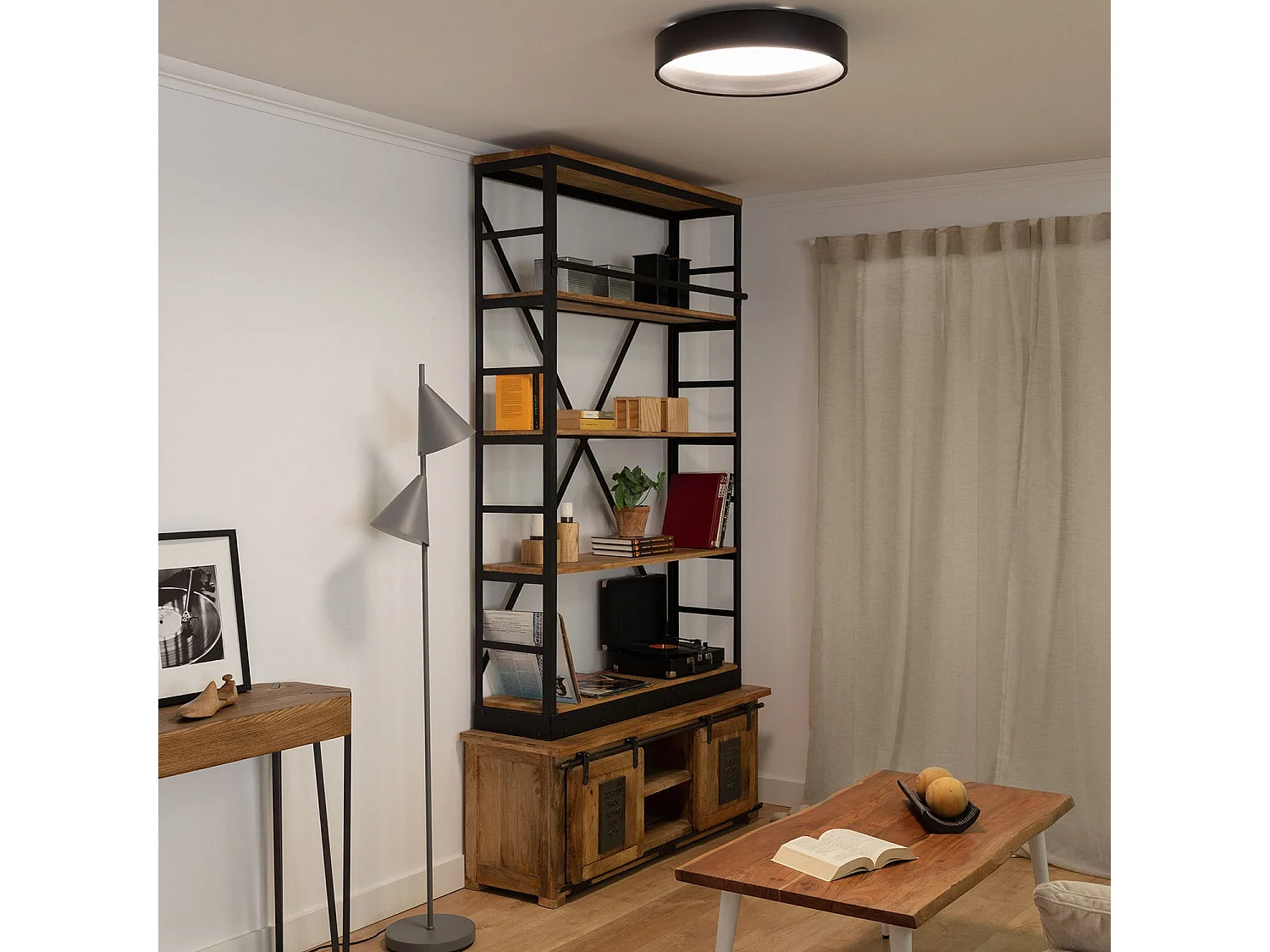Plafón LED 20W Circular Metal Ø450 mm Negro Design 3000K Blanco Cálido