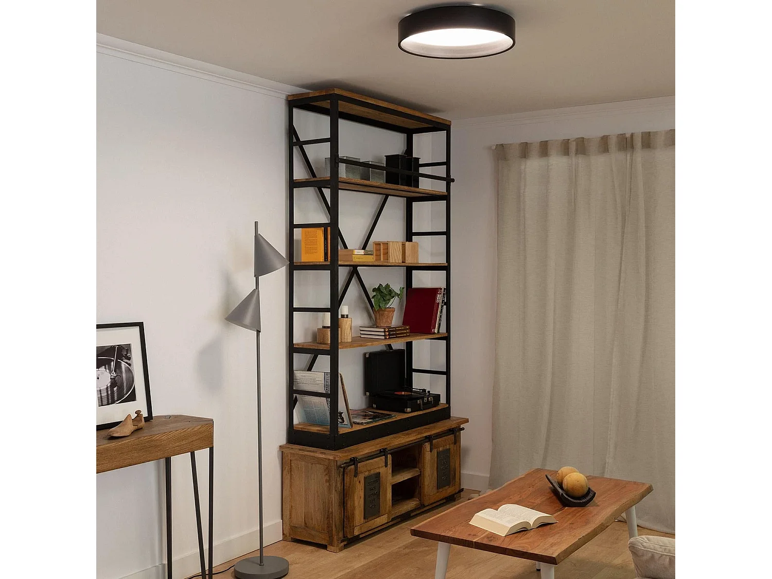 Plafón LED 20W Circular Metal Ø450 mm Negro Design 3000K Blanco Cálido