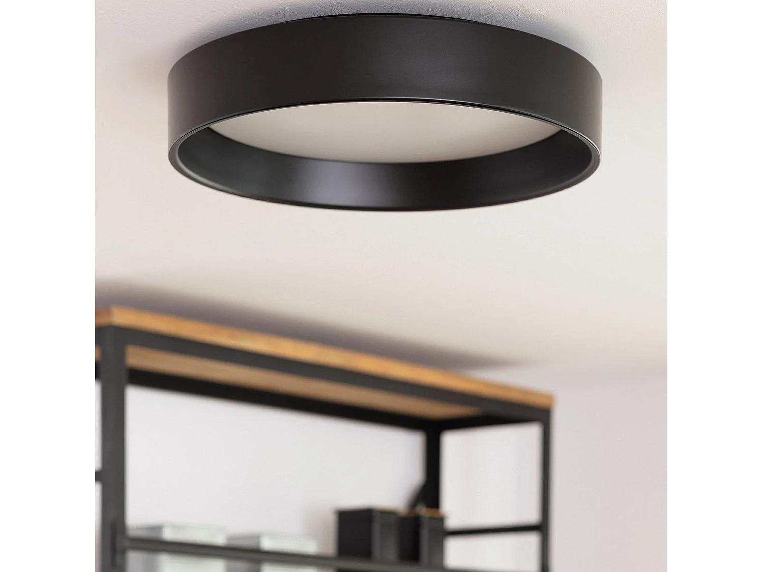 Plafón LED 20W Circular Metal Ø450 mm Negro Design 3000K Blanco Cálido