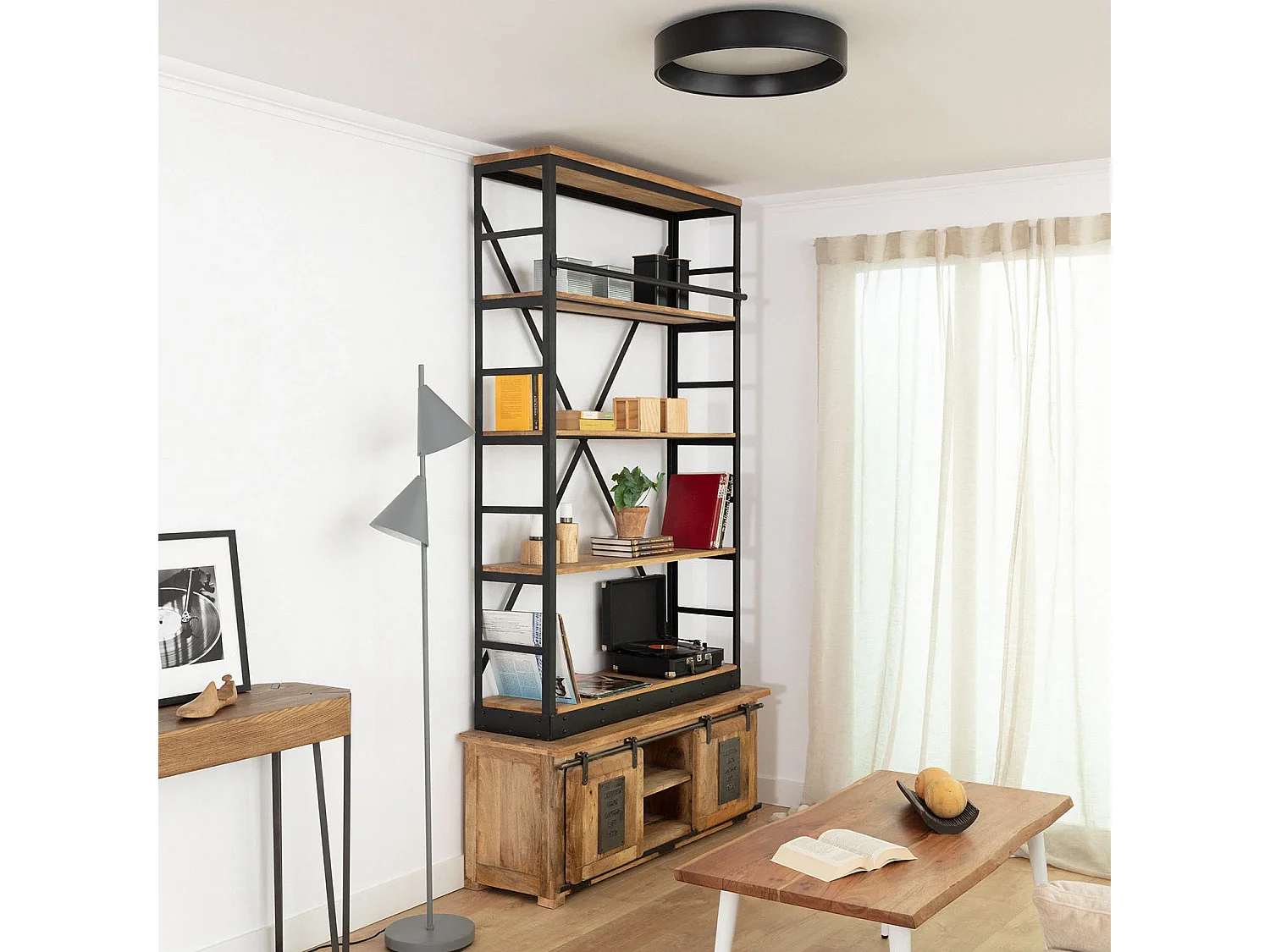 Plafón LED 20W Circular Metal Ø450 mm Negro Design 3000K Blanco Cálido