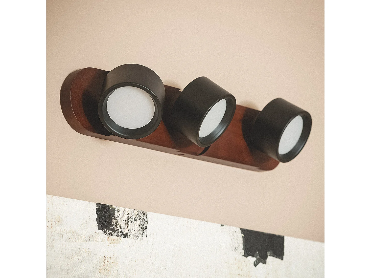 Lámpara de Pared LED 15W Metal CCT Seleccionable Cundra 3 Focos Negro