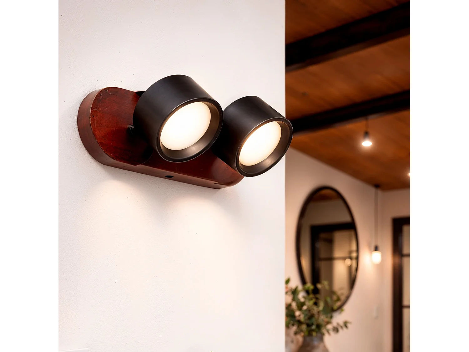 Lámpara de Pared LED 10W Metal CCT Seleccionable Cundra 2 Focos Negro