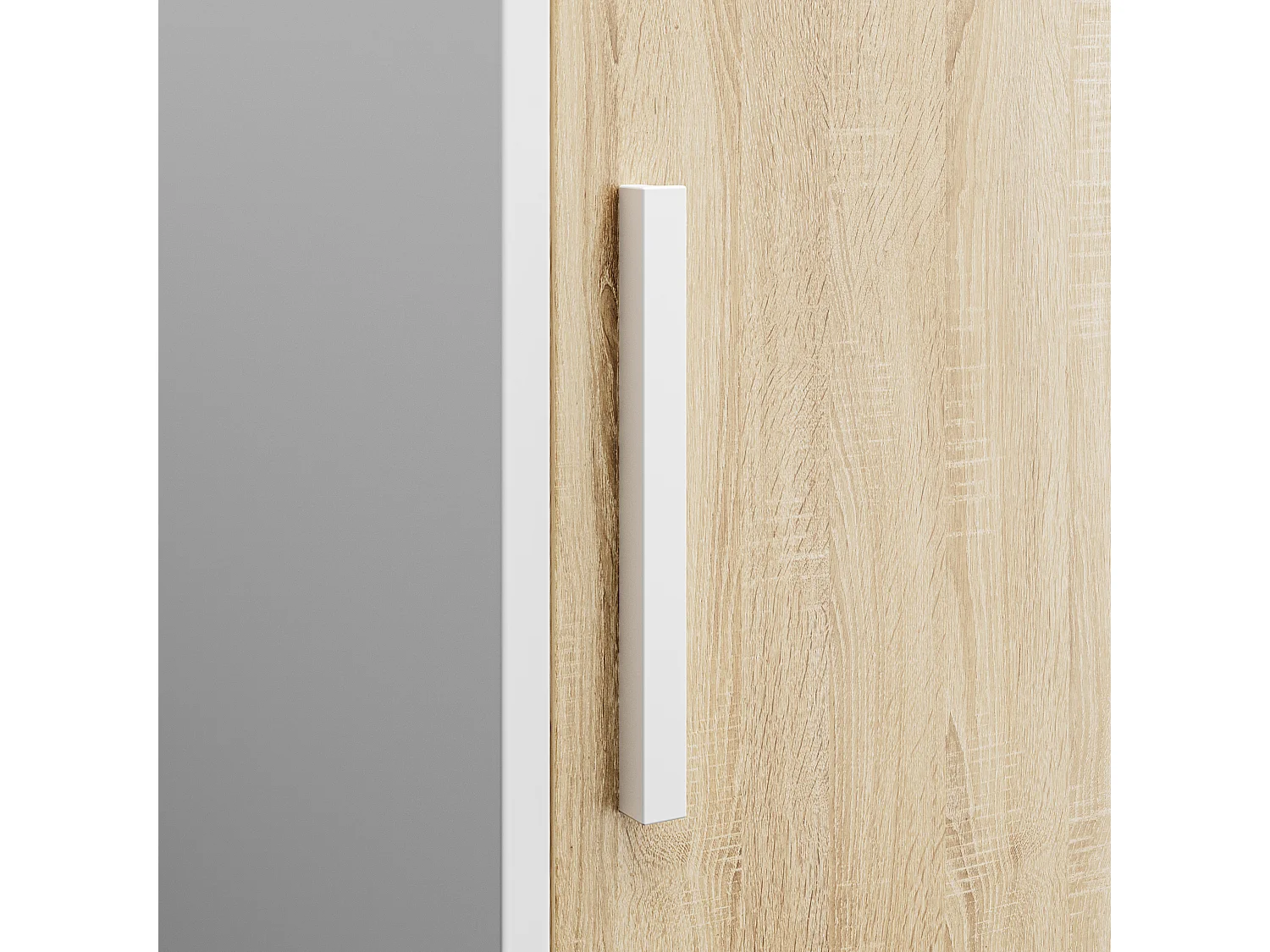 Armoire 1 porte - Blanc et naturel - ADEZIO