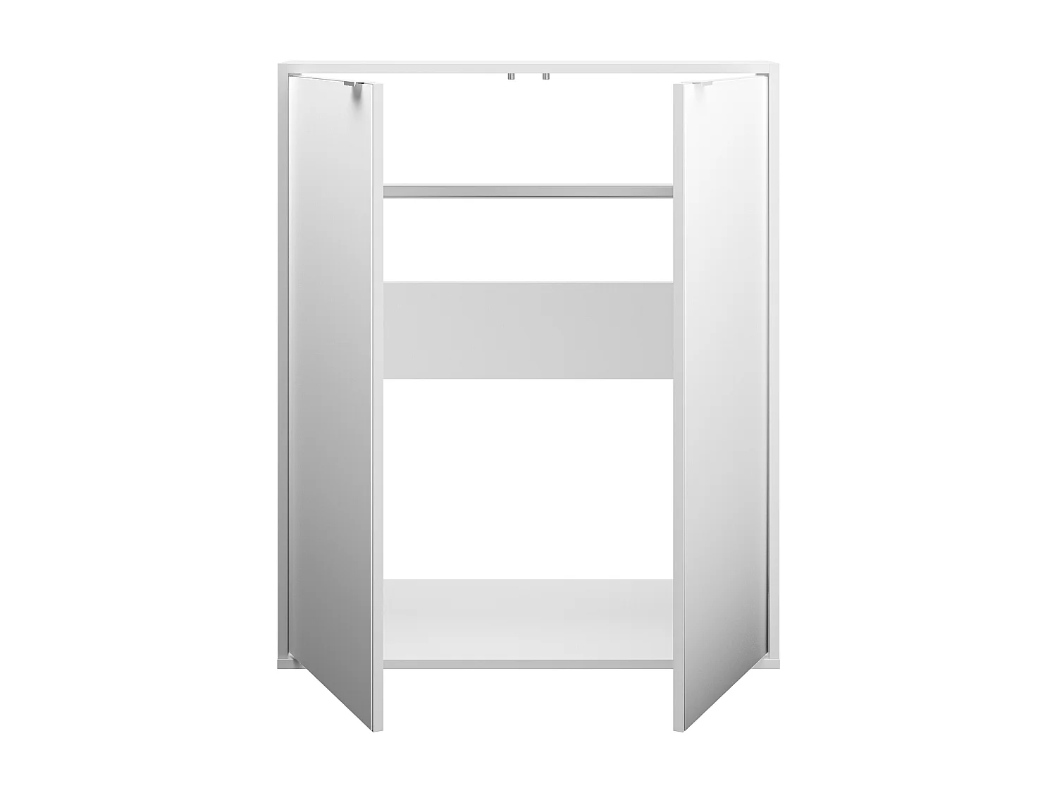 Armoire sous pente 2 portes avec miroir - Blanc - ADEZIO