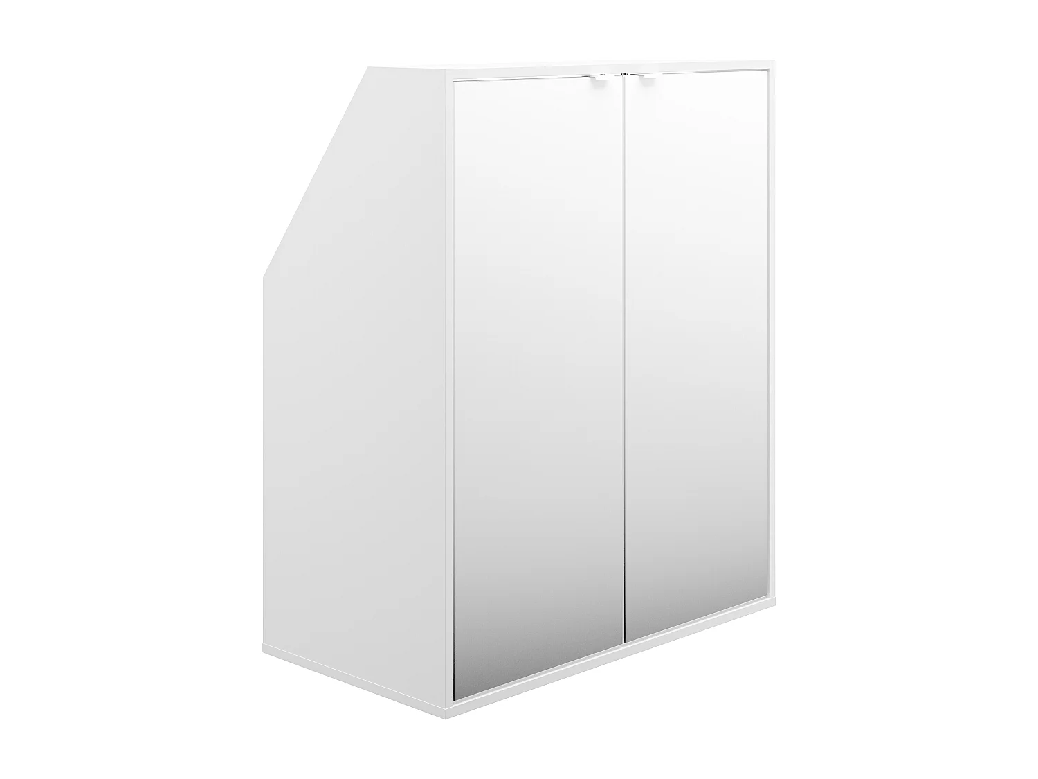 Armoire sous pente 2 portes avec miroir - Blanc - ADEZIO