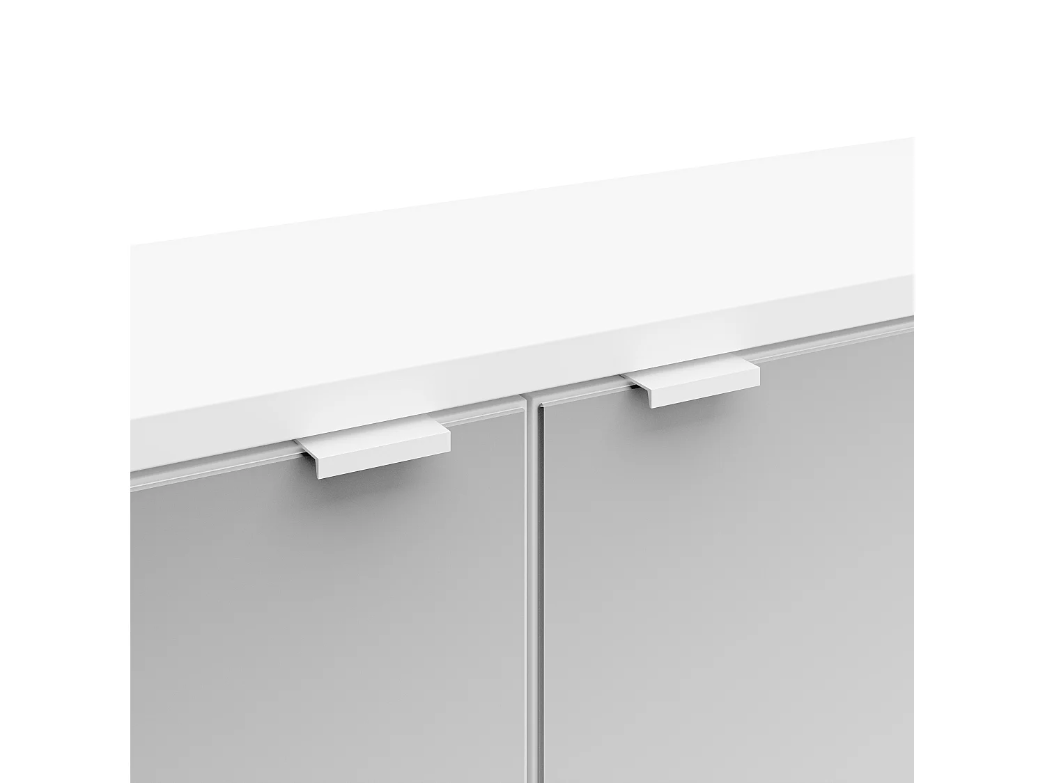 Armoire sous pente 2 portes avec miroir - Blanc - ADEZIO