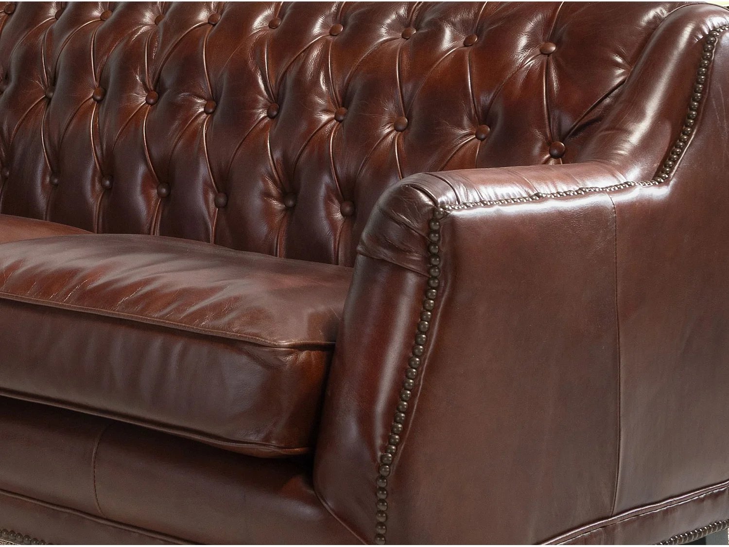 Canapé Chester 3 places en cuir marron cognac 6289 ANGEL CERDA