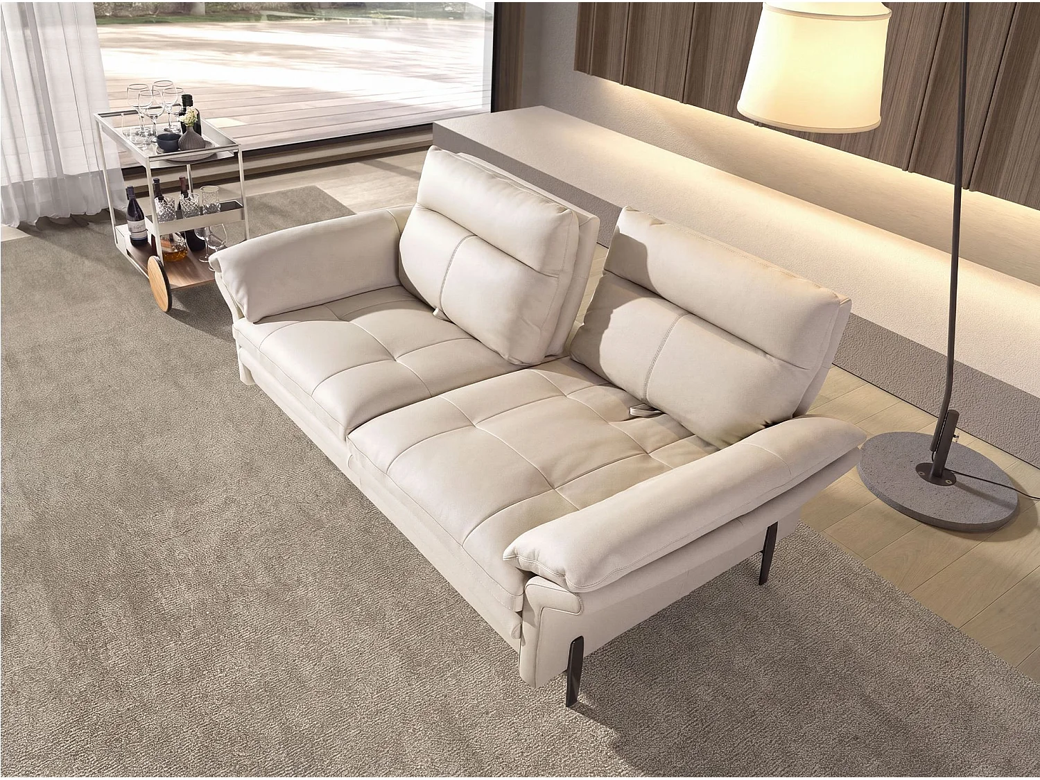 Sofá 3 plazas piel gris taupe 6285 ANGEL CERDA