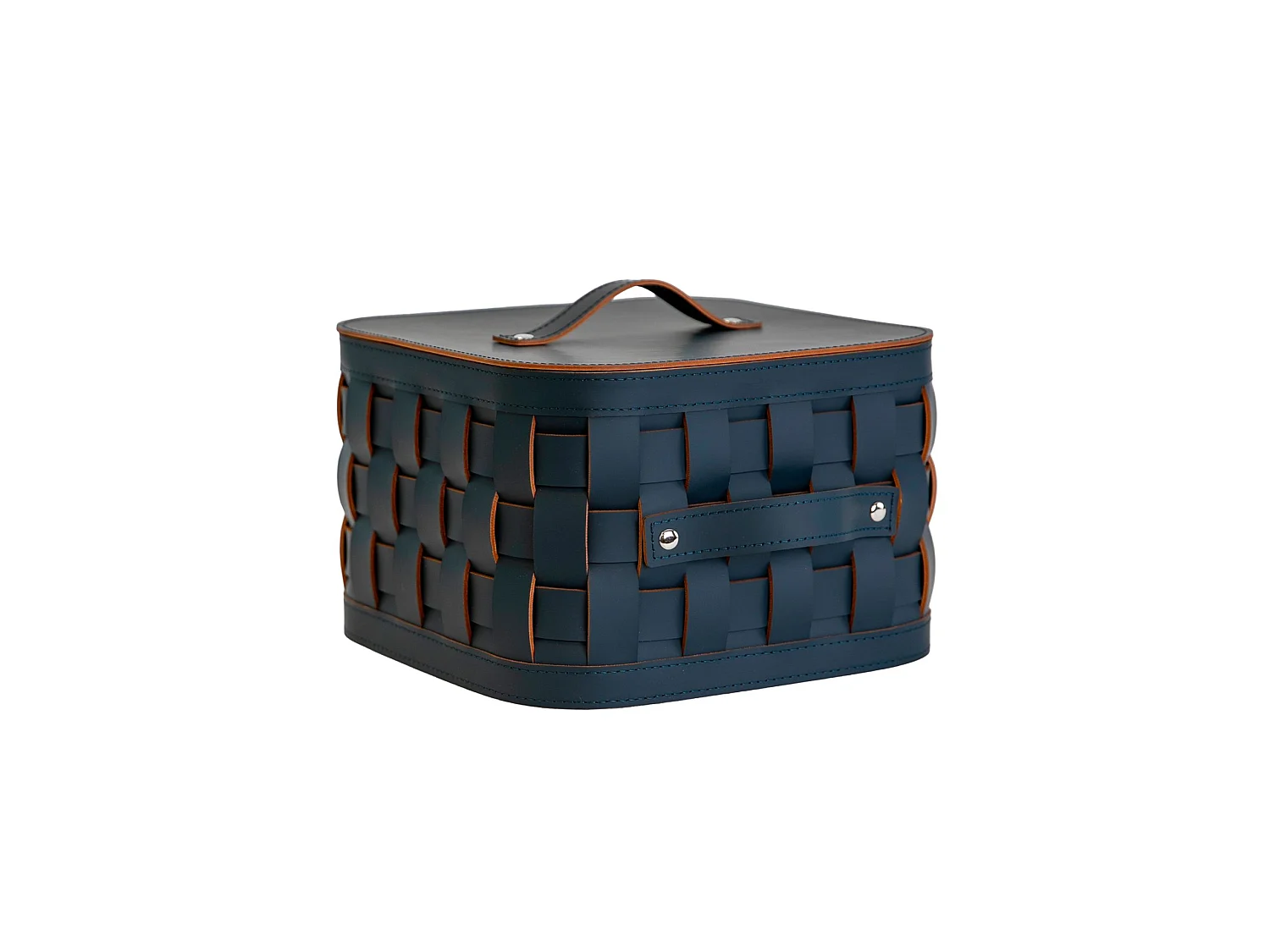 Panier de rangement décoratif carré en cuir régénéré bleu foncé avec couvercle 3307 ANGEL CERDA