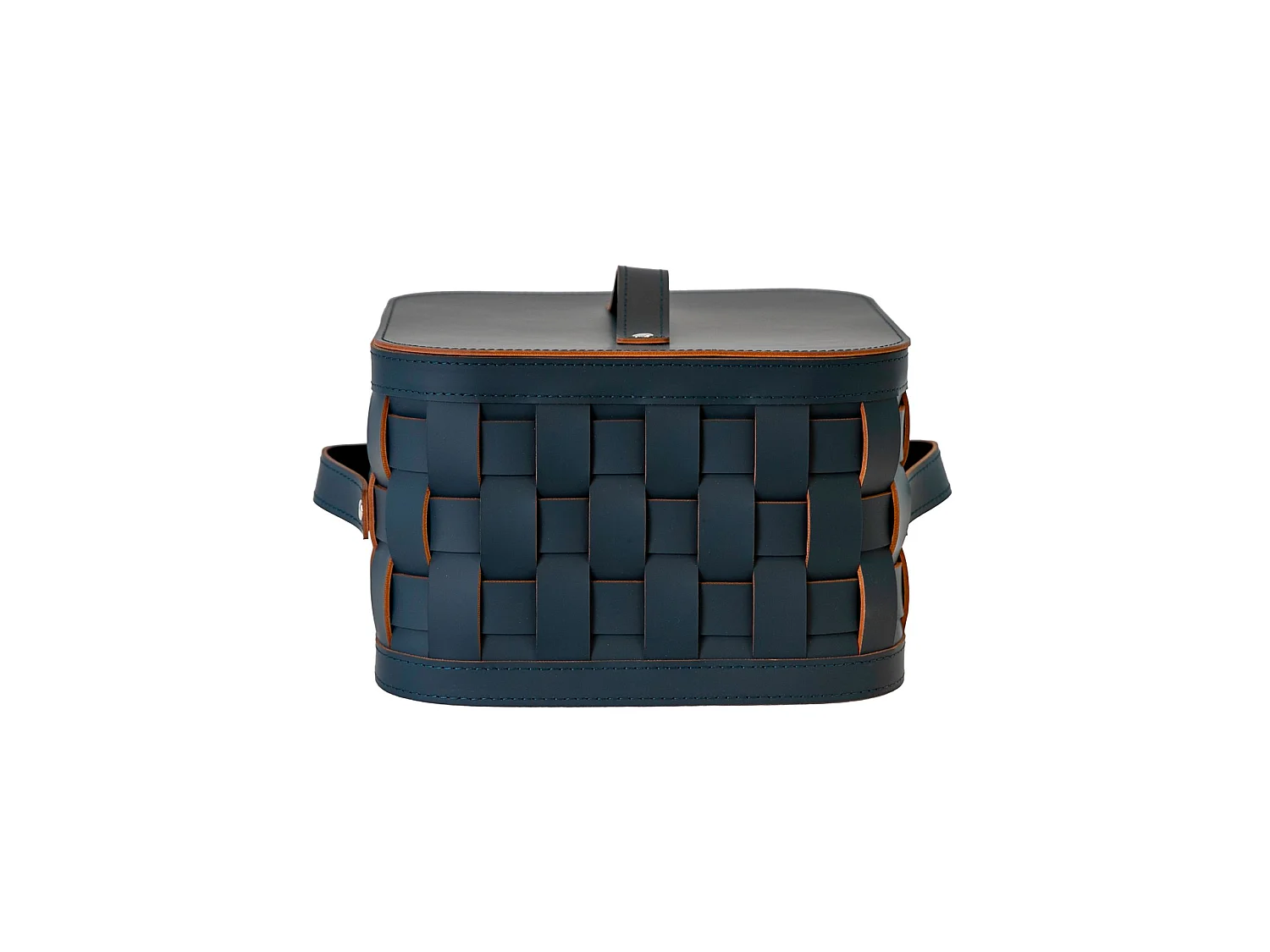 Panier de rangement décoratif carré en cuir régénéré bleu foncé avec couvercle 3307 ANGEL CERDA