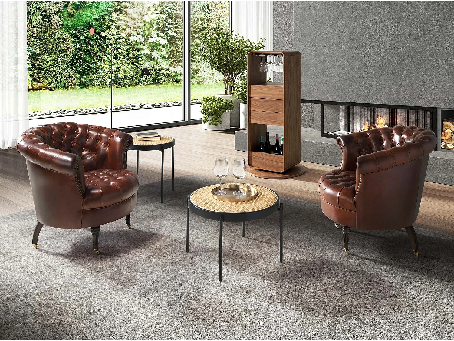 Fauteuil Chester en cuir marron cognac 5202 ANGEL CERDA