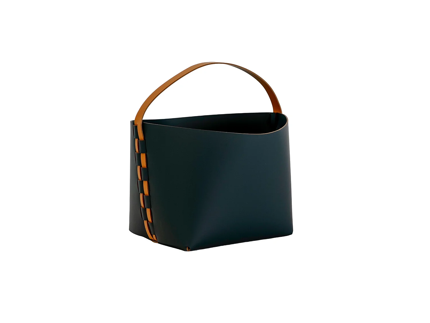 Panier de rangement décoratif rectangulaire en cuir régénéré bleu foncé avec anse 3308 ANGEL CERDA