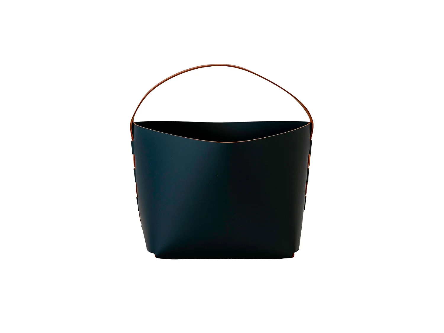 Panier de rangement décoratif rectangulaire en cuir régénéré bleu foncé avec anse 3308 ANGEL CERDA
