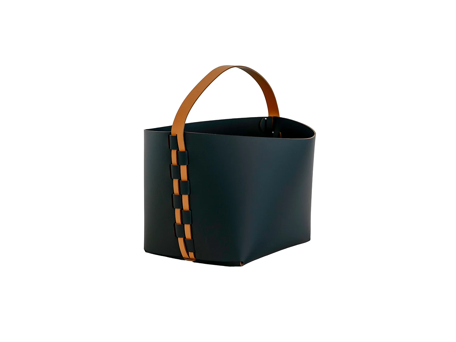 Panier de rangement décoratif rectangulaire en cuir régénéré bleu foncé avec anse 3308 ANGEL CERDA