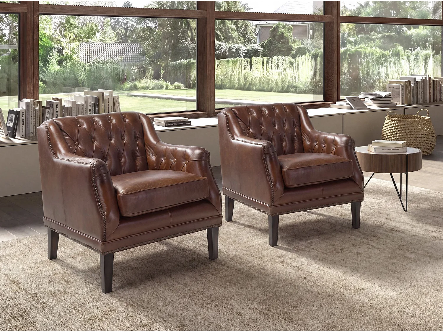 Fauteuil Chester en cuir marron cognac 5204 ANGEL CERDA