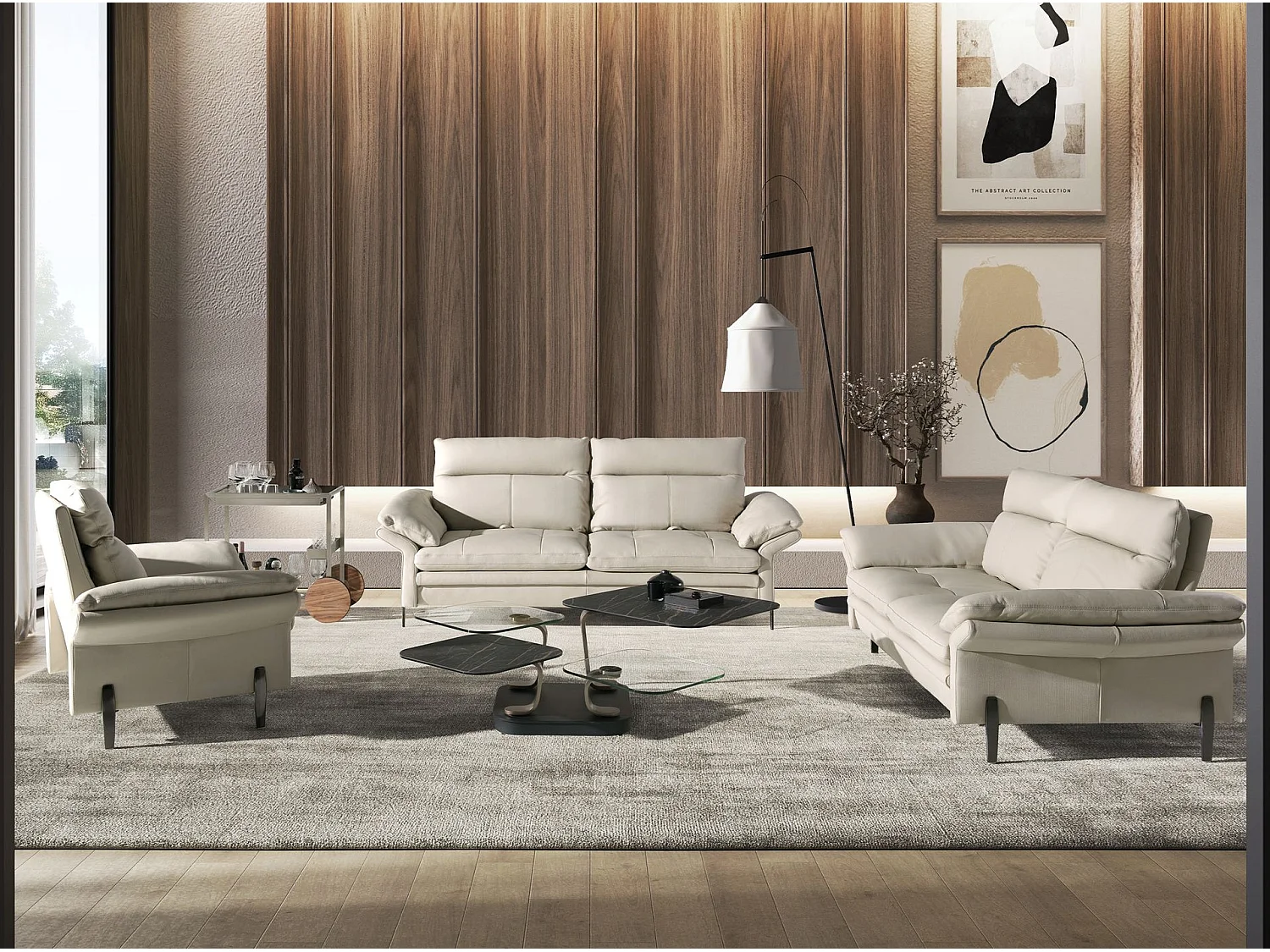 Fauteuil van taupegrijs leer 5194 ANGEL CERDA