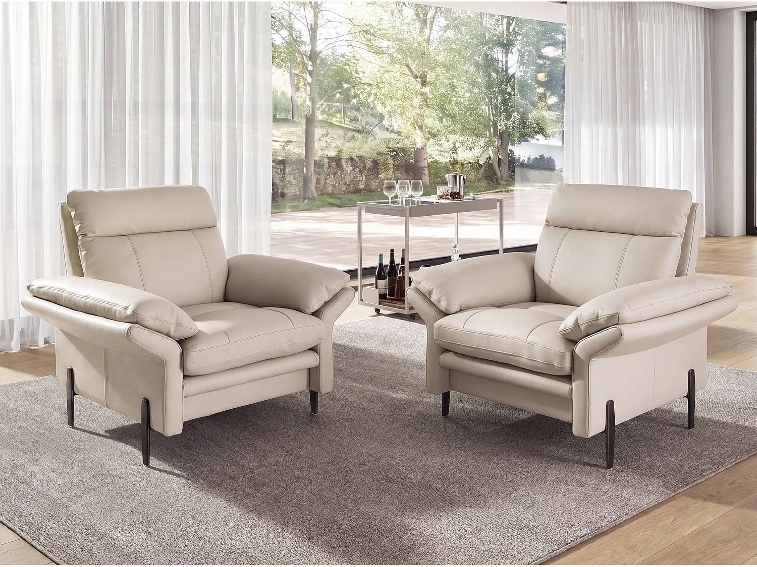 Fauteuil van taupegrijs leer 5194 ANGEL CERDA