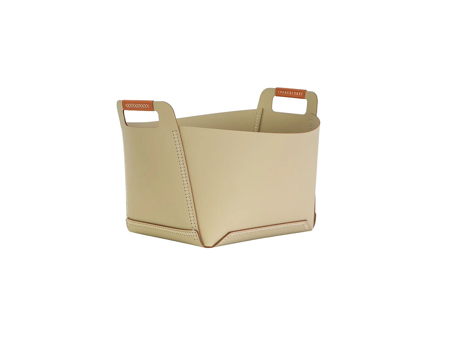 Panier de rangement décoratif rectangulaire en cuir régénéré couleur sable avec poignées 3303 ANGEL CERDA