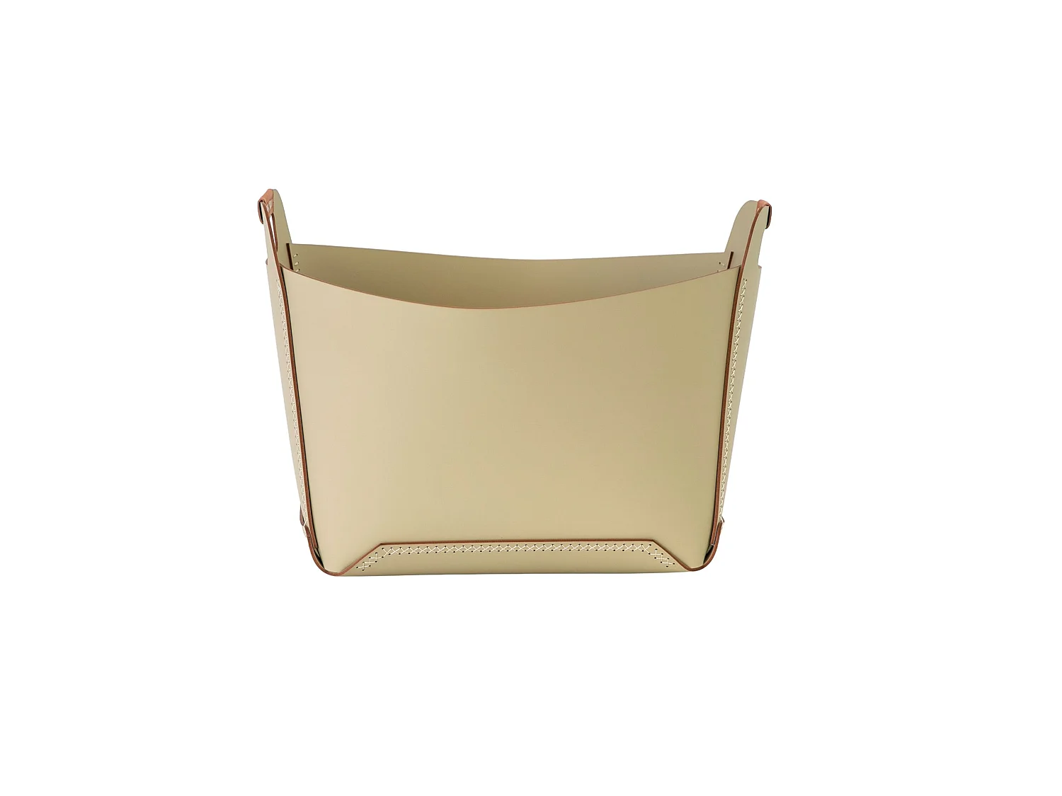 Panier de rangement décoratif rectangulaire en cuir régénéré couleur sable avec poignées 3303 ANGEL CERDA