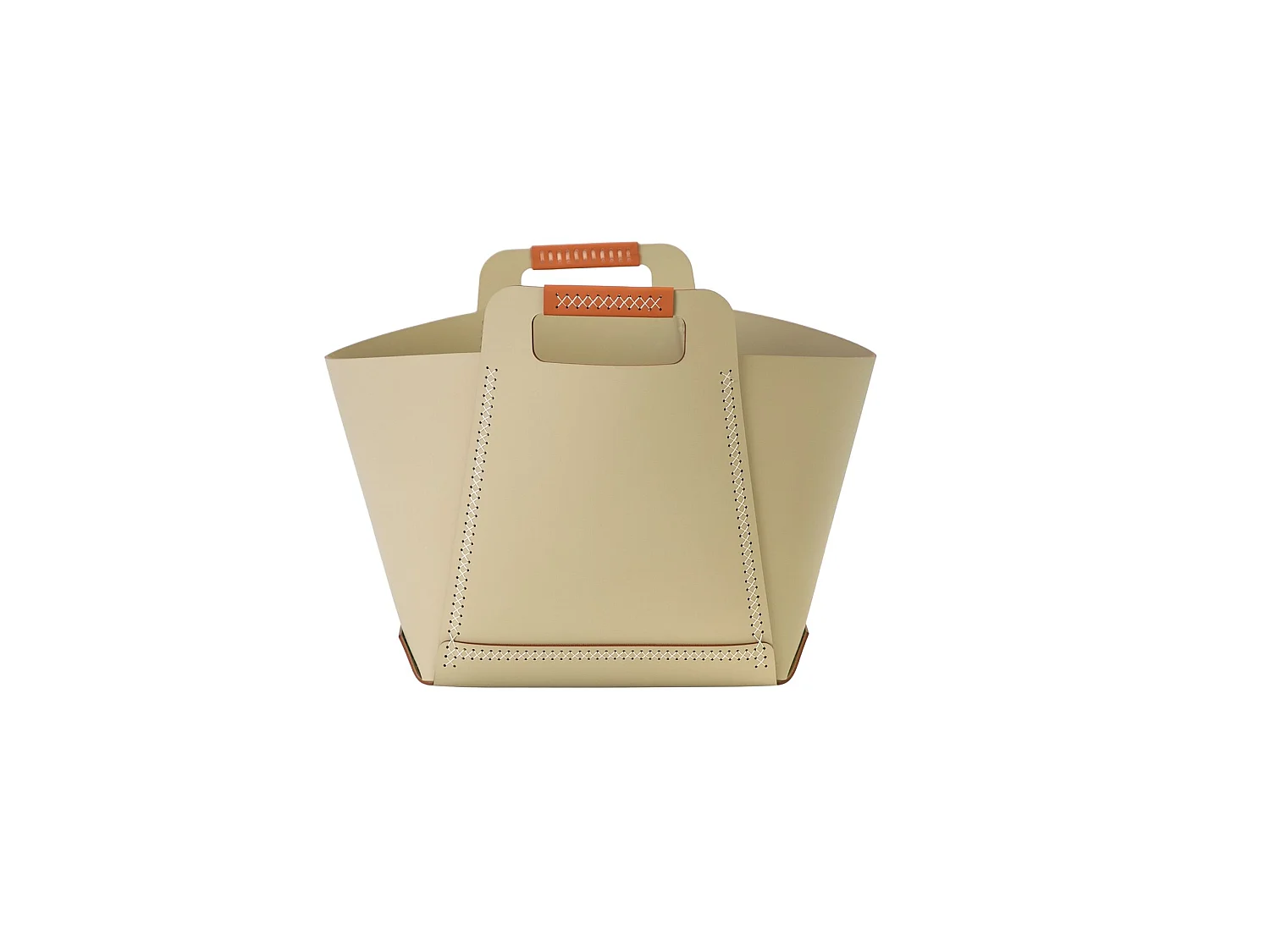 Panier de rangement décoratif rectangulaire en cuir régénéré couleur sable avec poignées 3303 ANGEL CERDA