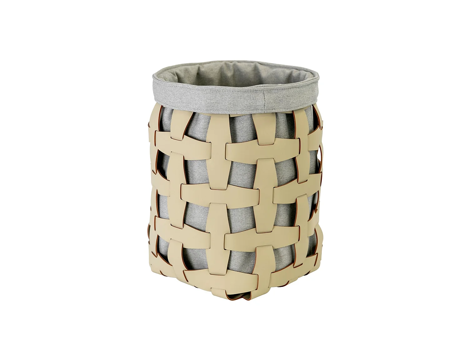 Panier de rangement décoratif cylindrique en cuir régénéré couleur sable 3302 ANGEL CERDA