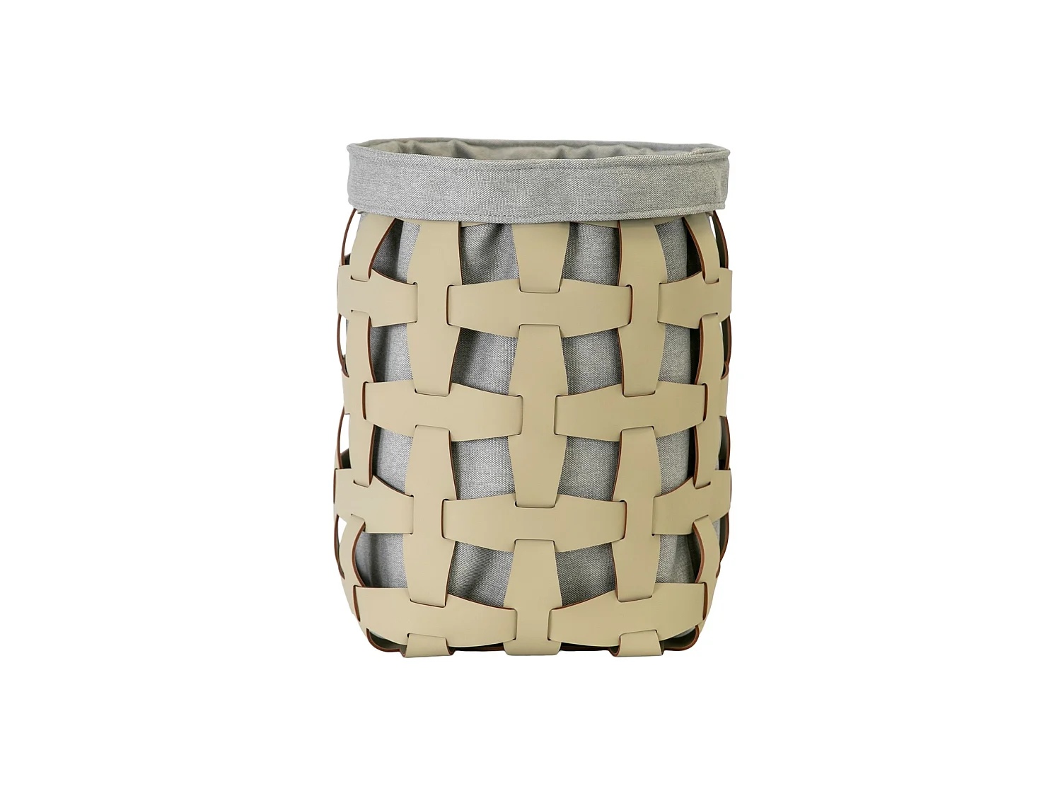 Panier de rangement décoratif cylindrique en cuir régénéré couleur sable 3302 ANGEL CERDA