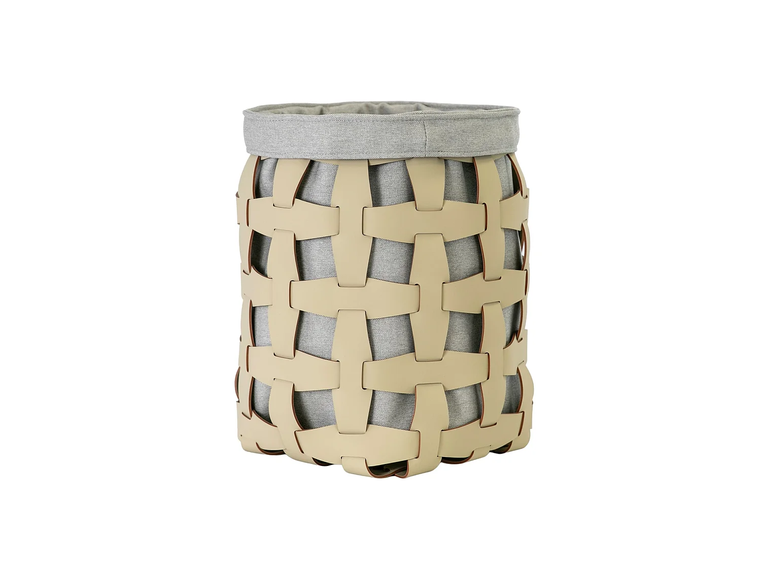 Panier de rangement décoratif cylindrique en cuir régénéré couleur sable 3302 ANGEL CERDA