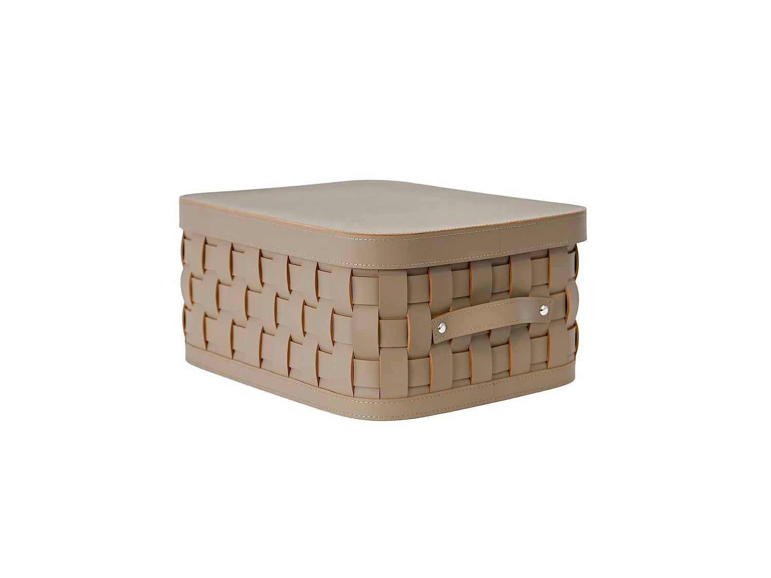 Panier de rangement décoratif rectangulaire en cuir régénéré vison foncé avec couvercle 3306 ANGEL CERDA