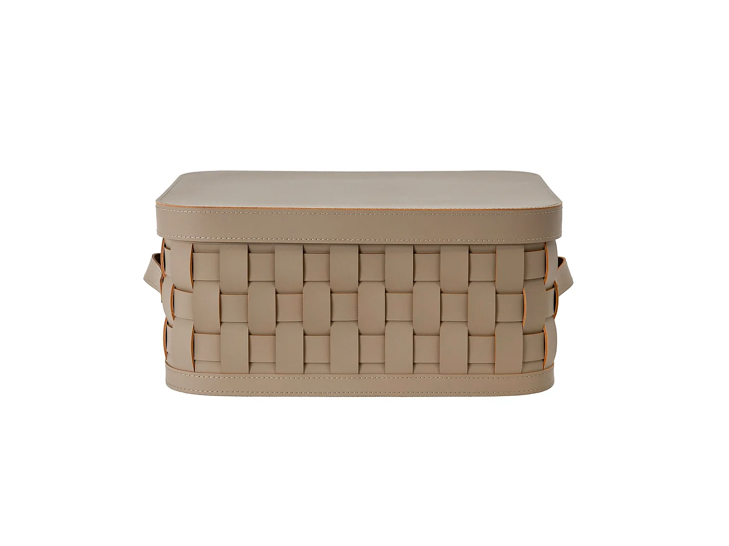 Panier de rangement décoratif rectangulaire en cuir régénéré vison foncé avec couvercle 3306 ANGEL CERDA
