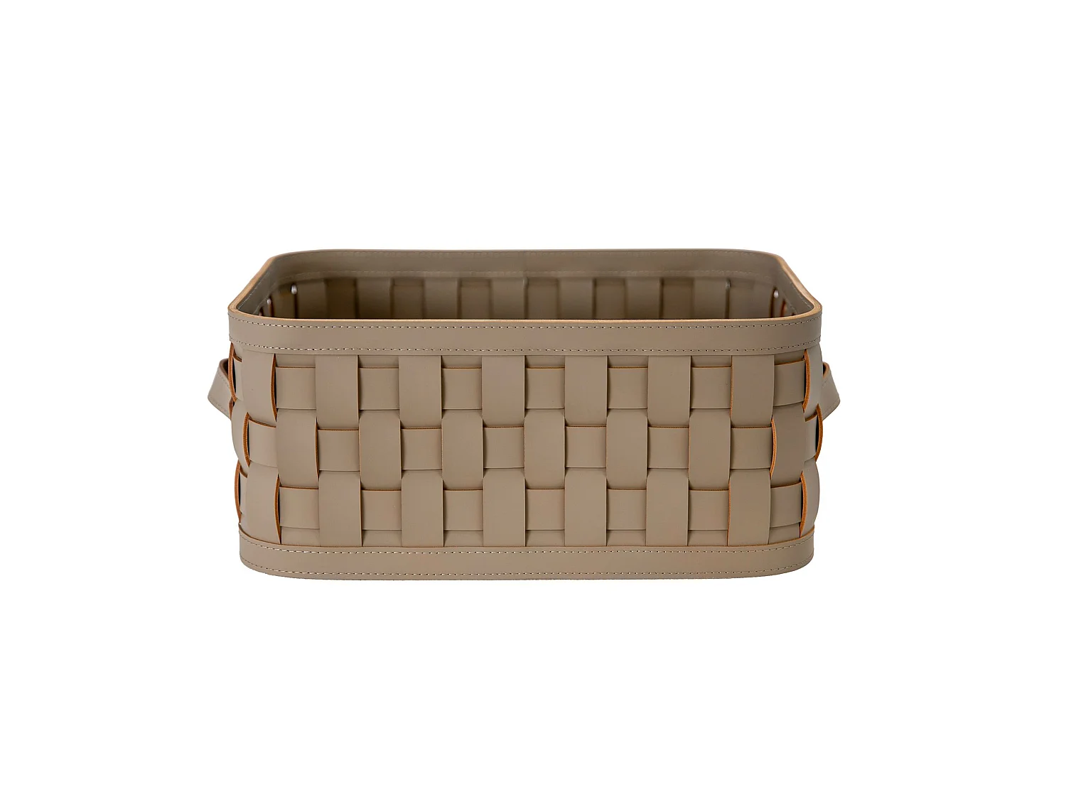 Panier de rangement décoratif rectangulaire en cuir régénéré vison foncé avec couvercle 3306 ANGEL CERDA