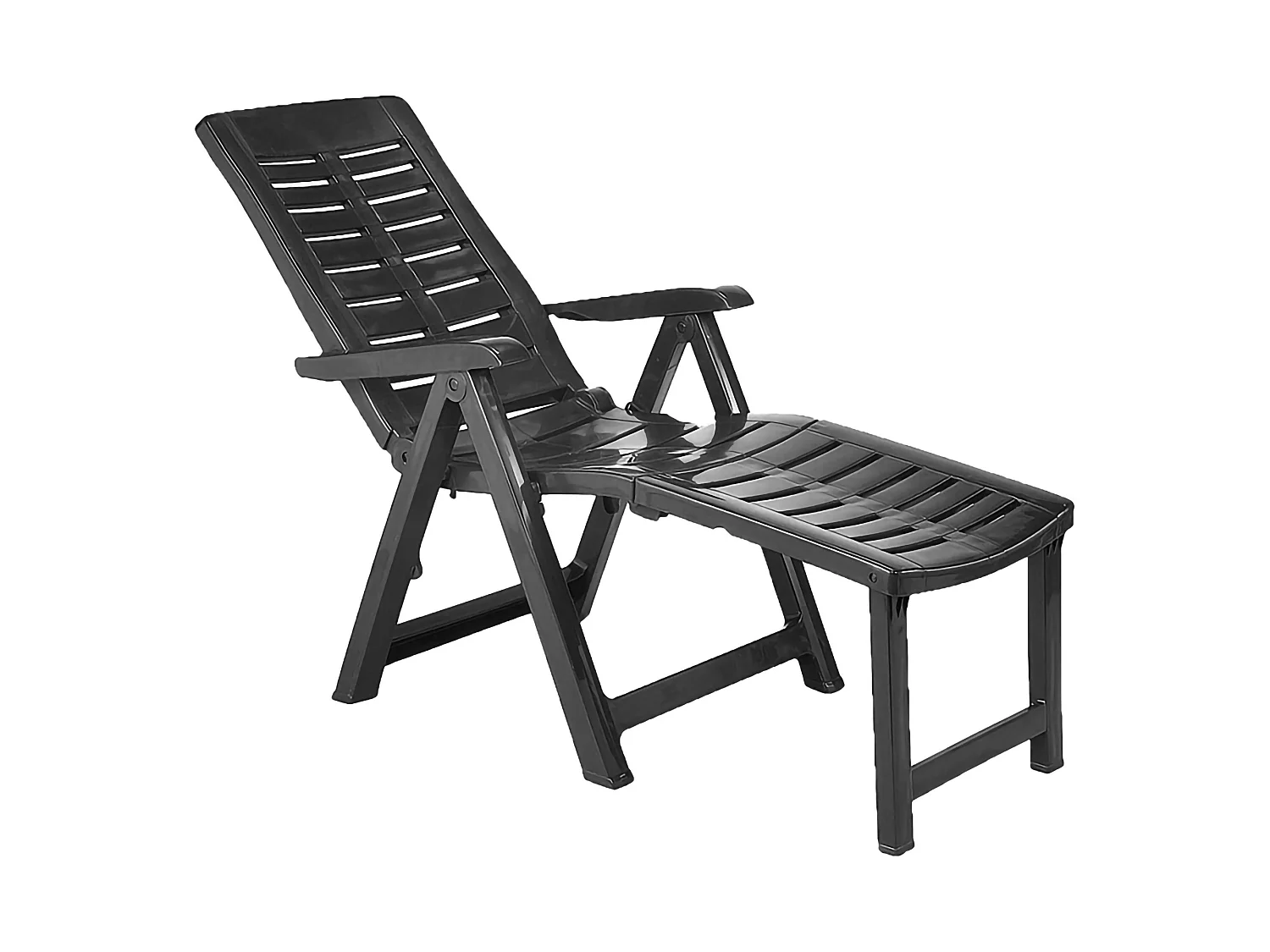 Lettino Prendisole Townley, Pieghevole con Poggiapiedi Made in Italy, 60x60x109h cm Nero Antracite, Sdraio da Giardino, Peso Supportato 120 kg