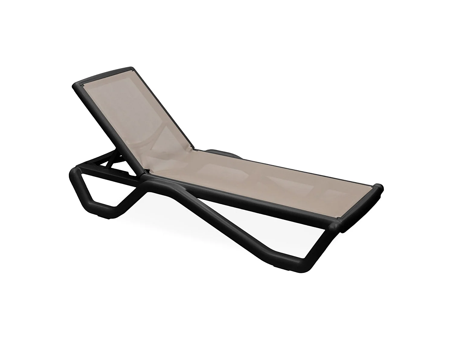 Lettino Prendisole Rochelle, Impilabile, Regolabile 4 Posizioni Made in Italy, 191x57x90h cm Nero Antracite, Sdraio da Giardino