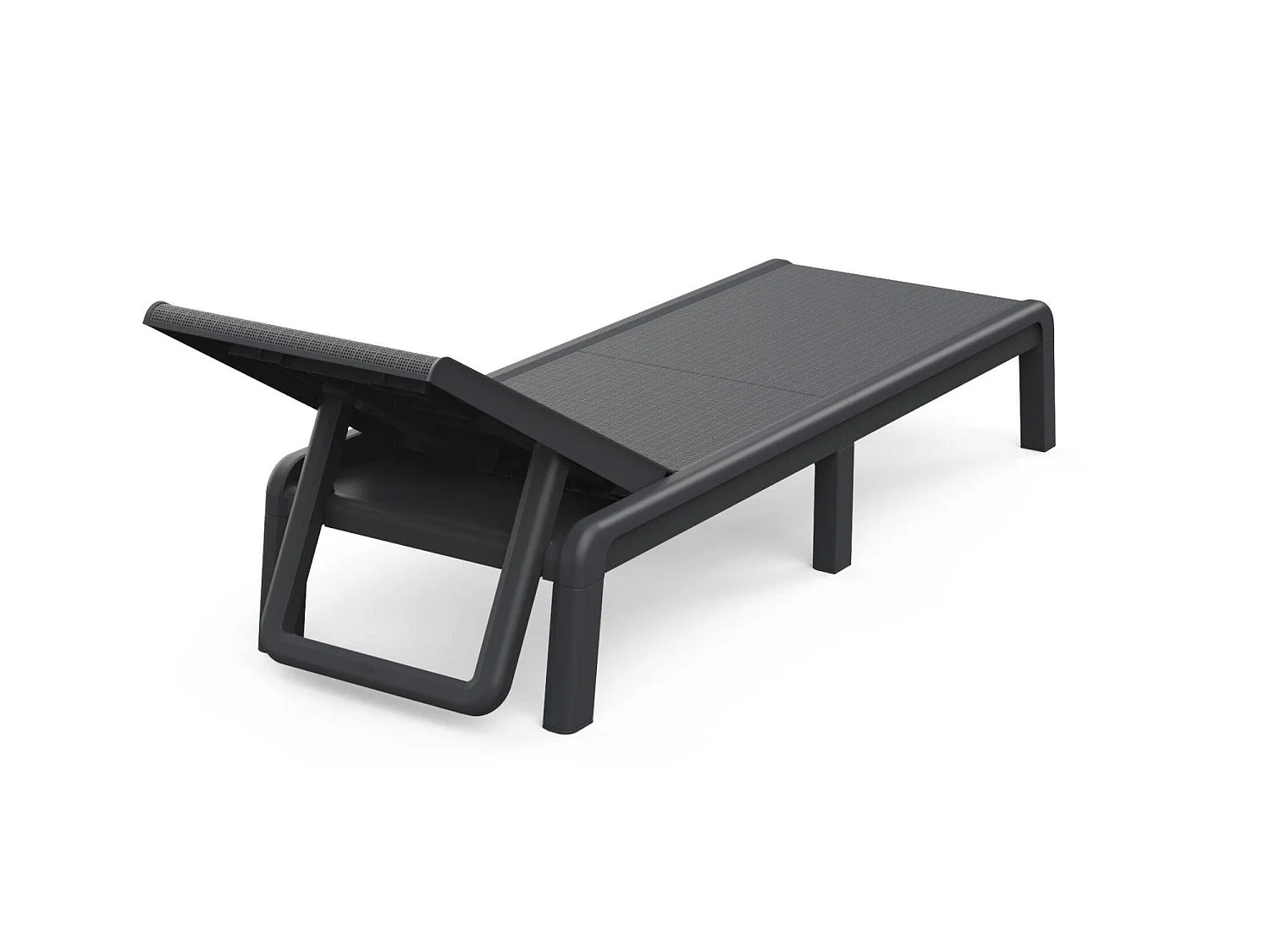 Lettino Prendisole Shawinigan, Peso Supportato 110 kg, Nero Antracite, Sdraio da Giardino