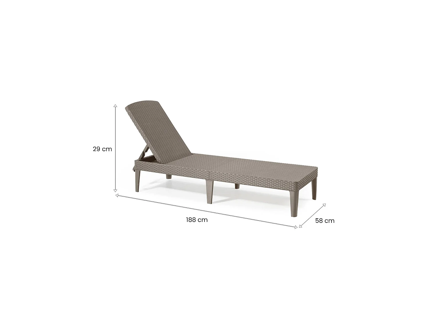 Lettino Prendisole Glace, Peso Supportato 110 kg, Grigio Tortora, Sdraio da Giardino
